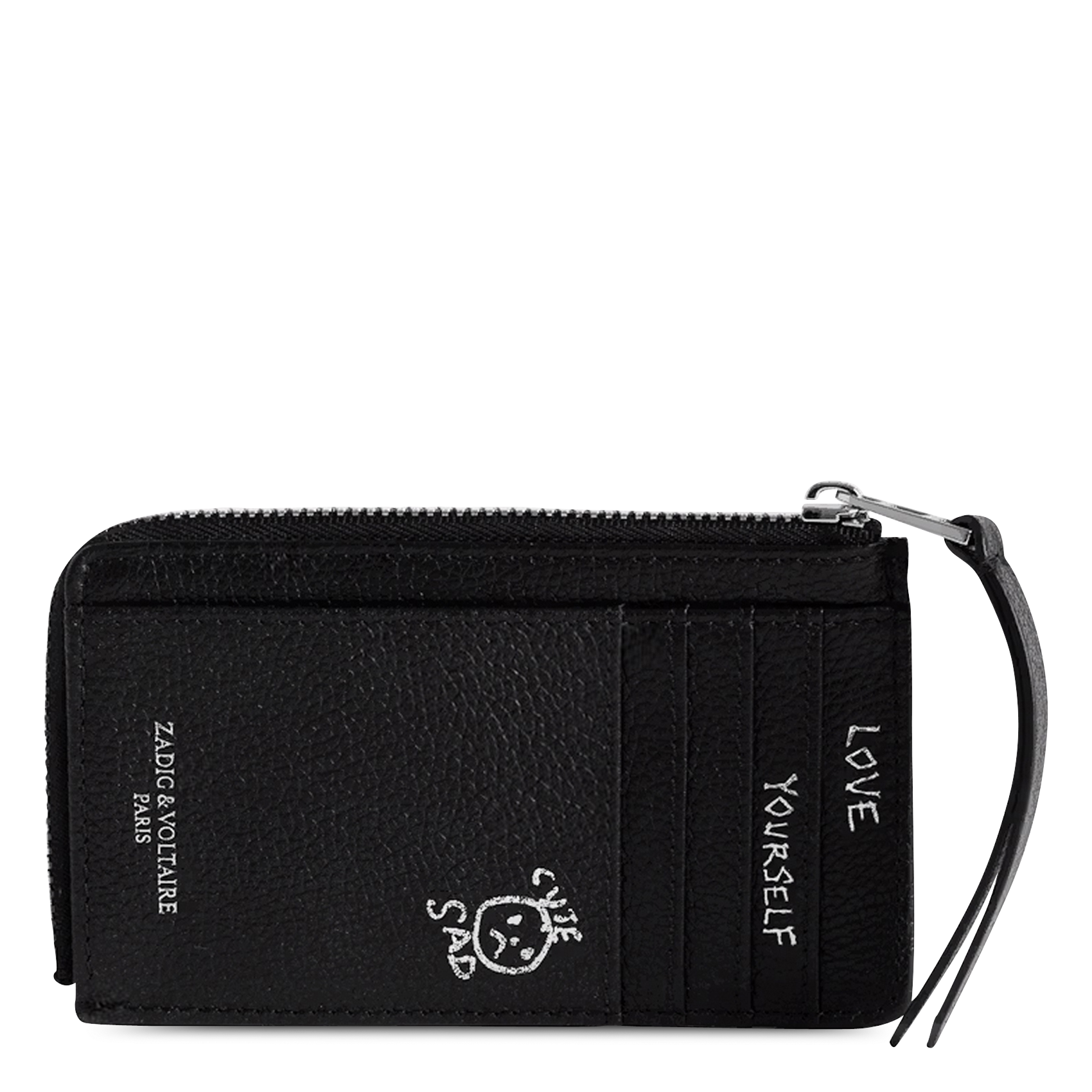 Kartenetui aus geprägtem Leder ZADIG&VOLTAIRE Schwarz