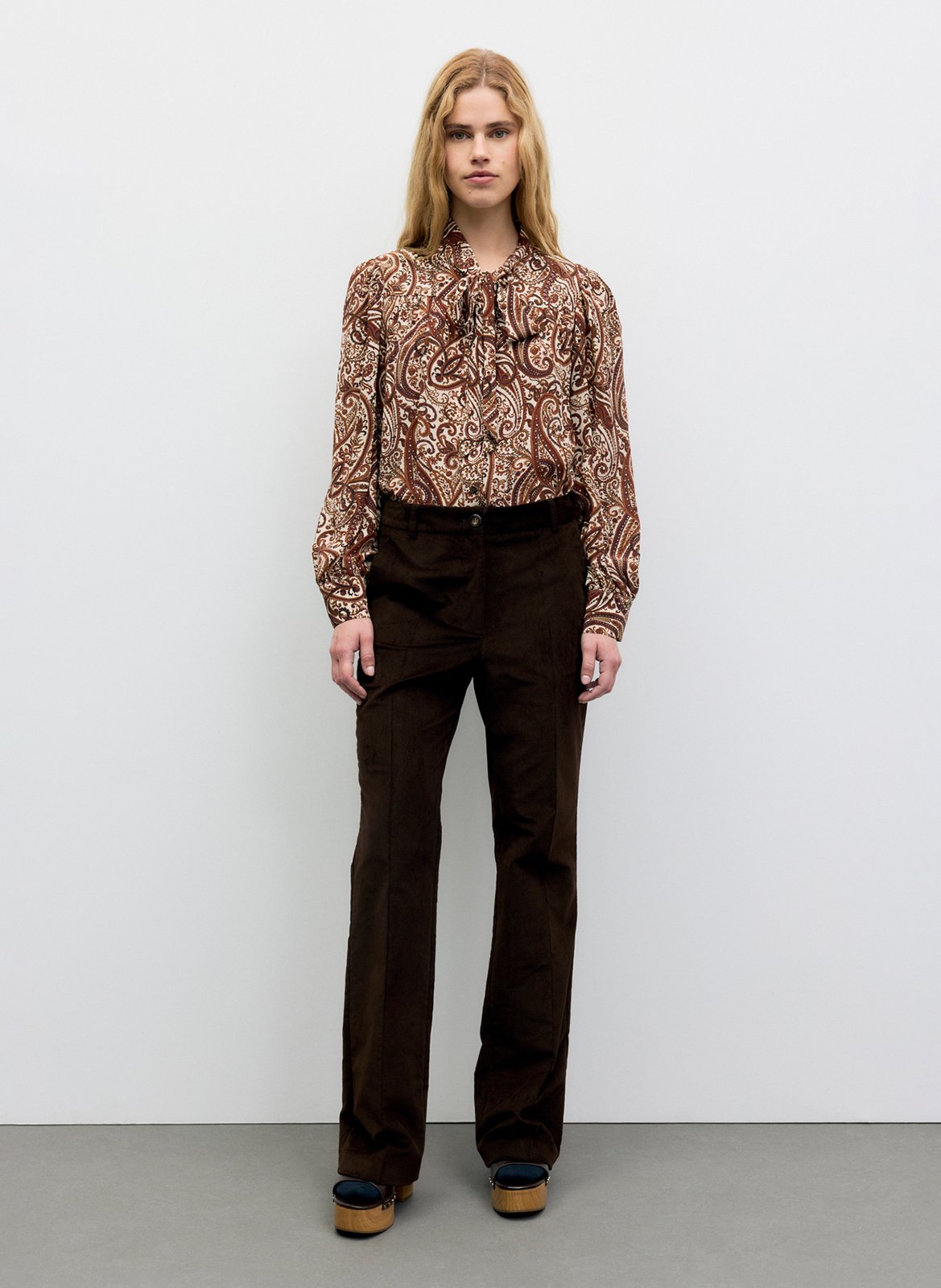 Flared velvet twill pants GERARD DAREL Brown