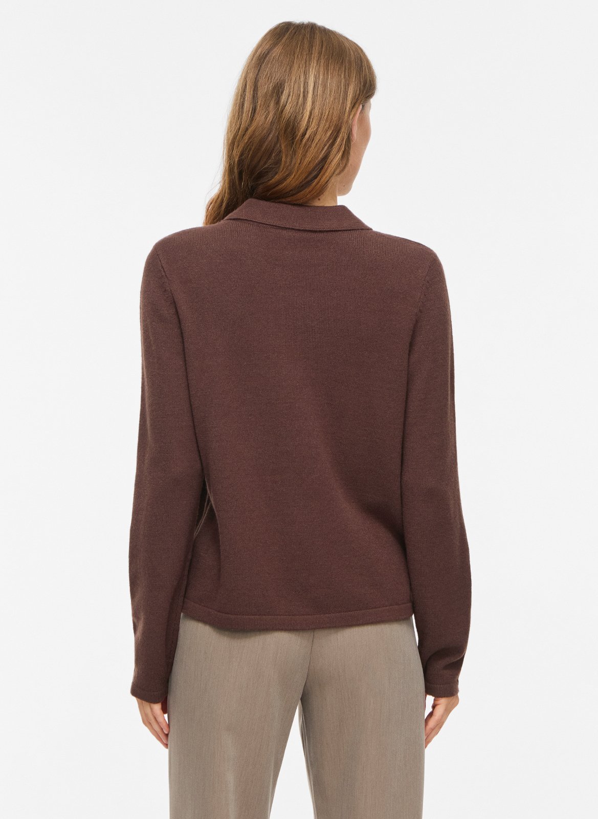 Pull droit col polo VILA Marron