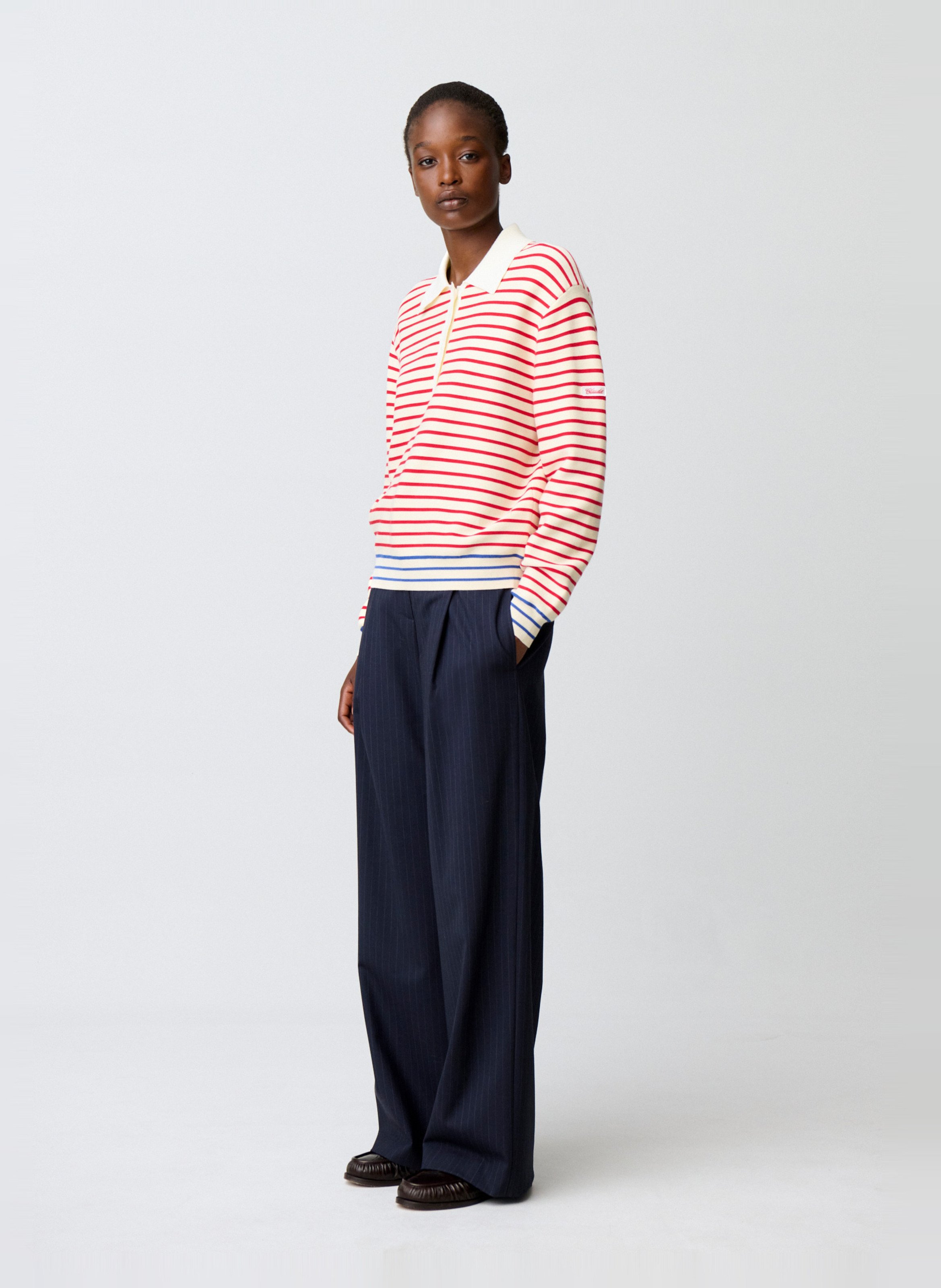 Pull droit col classique à rayures CLAUDIE PIERLOT Multicolore