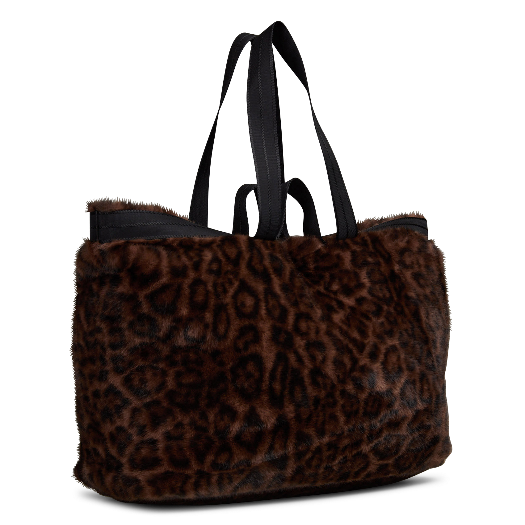 Leopard print faux fur tote bag BELLEROSE Grey