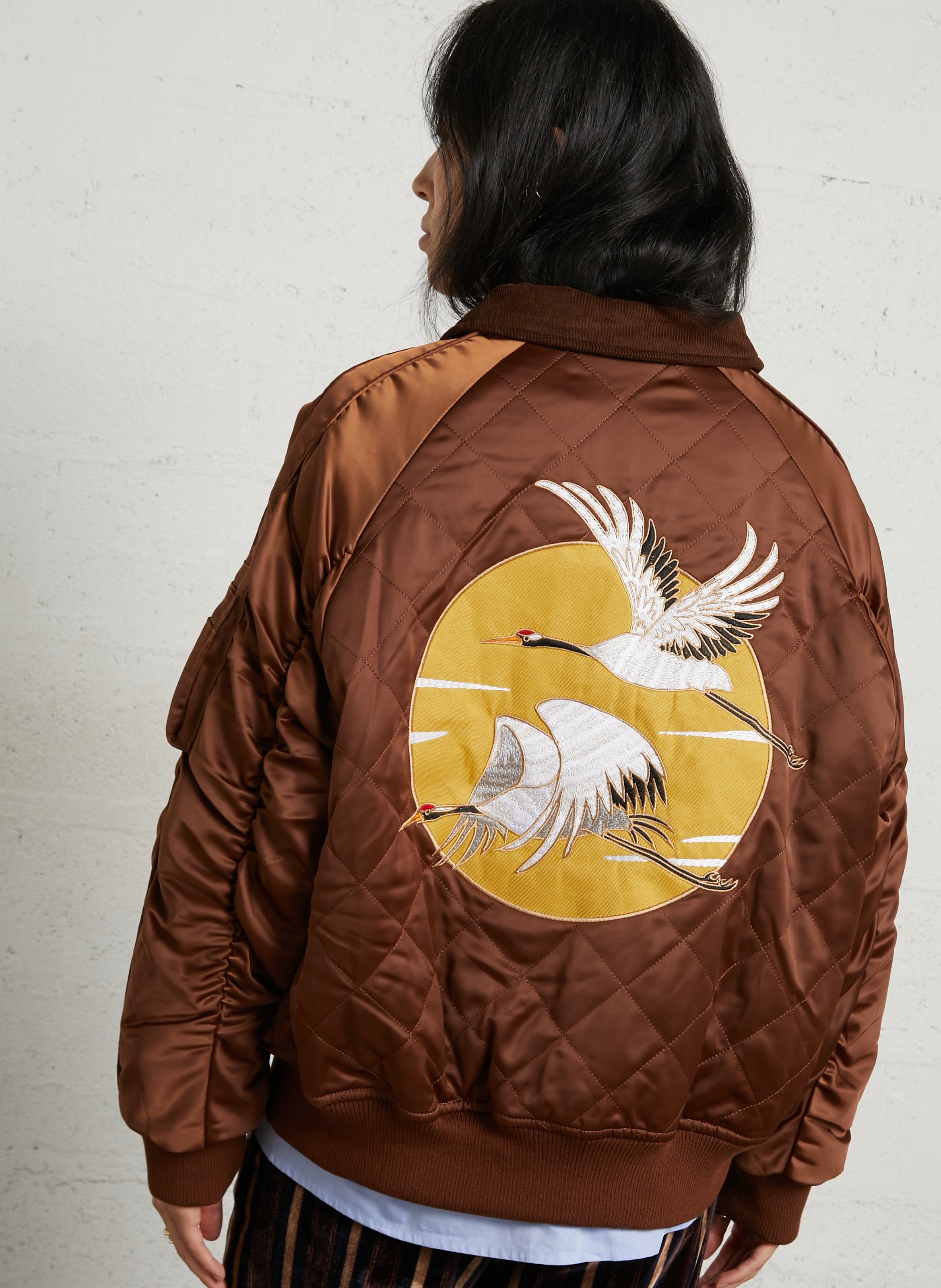 Quilted aviator straight jacket BOMBERS ORIGINAL Brown