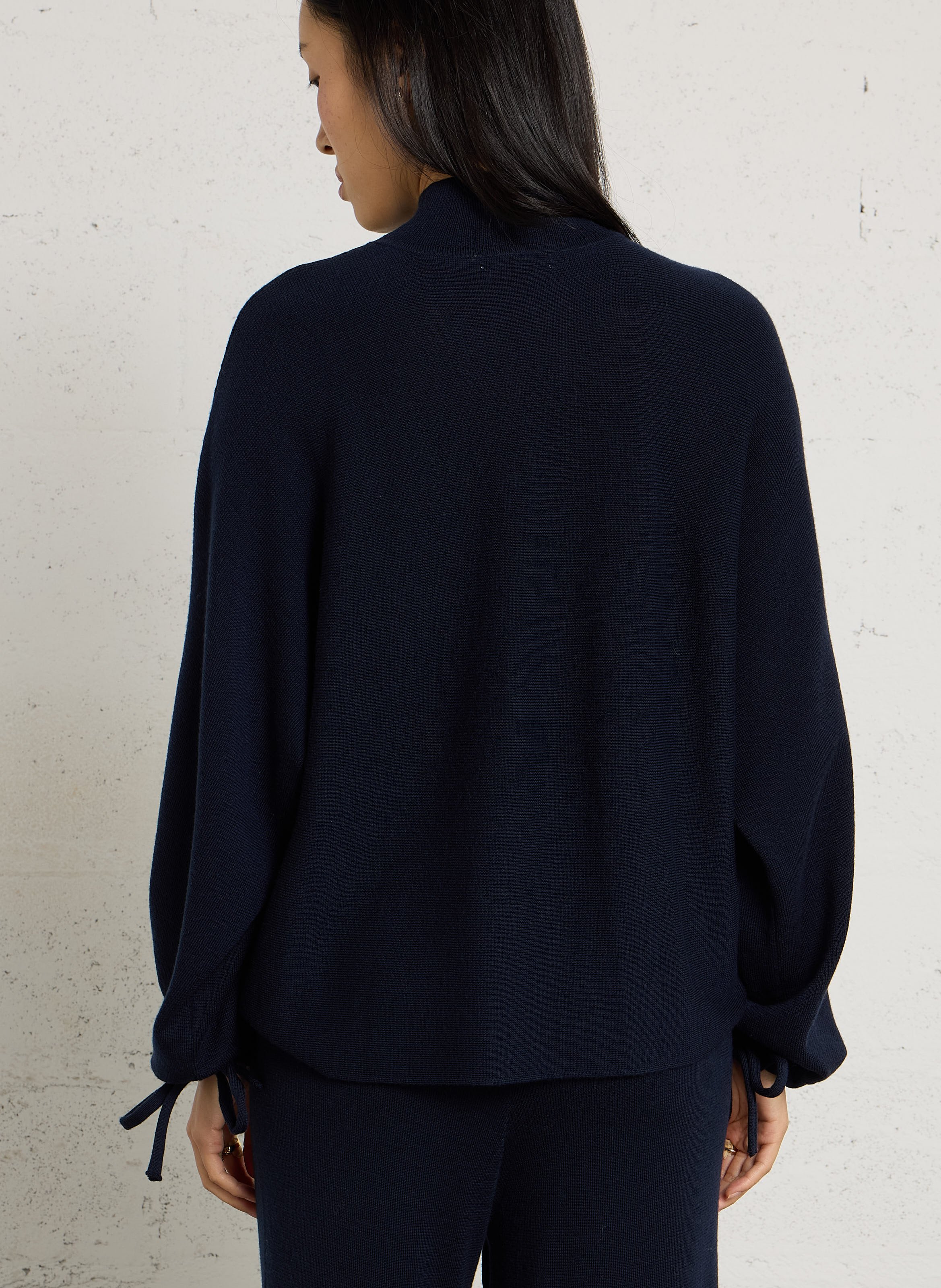 Wijde broek van merinowol MAJESTIC FILATURES Blauw