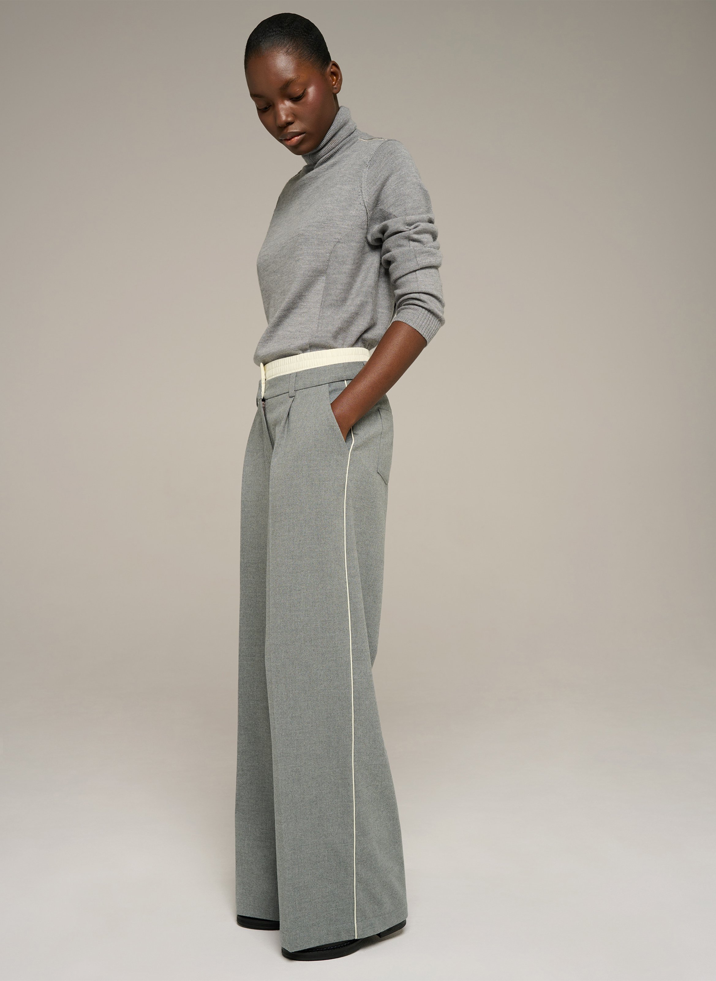 Pantalon large taille haute COTELAC ACOTE Gris