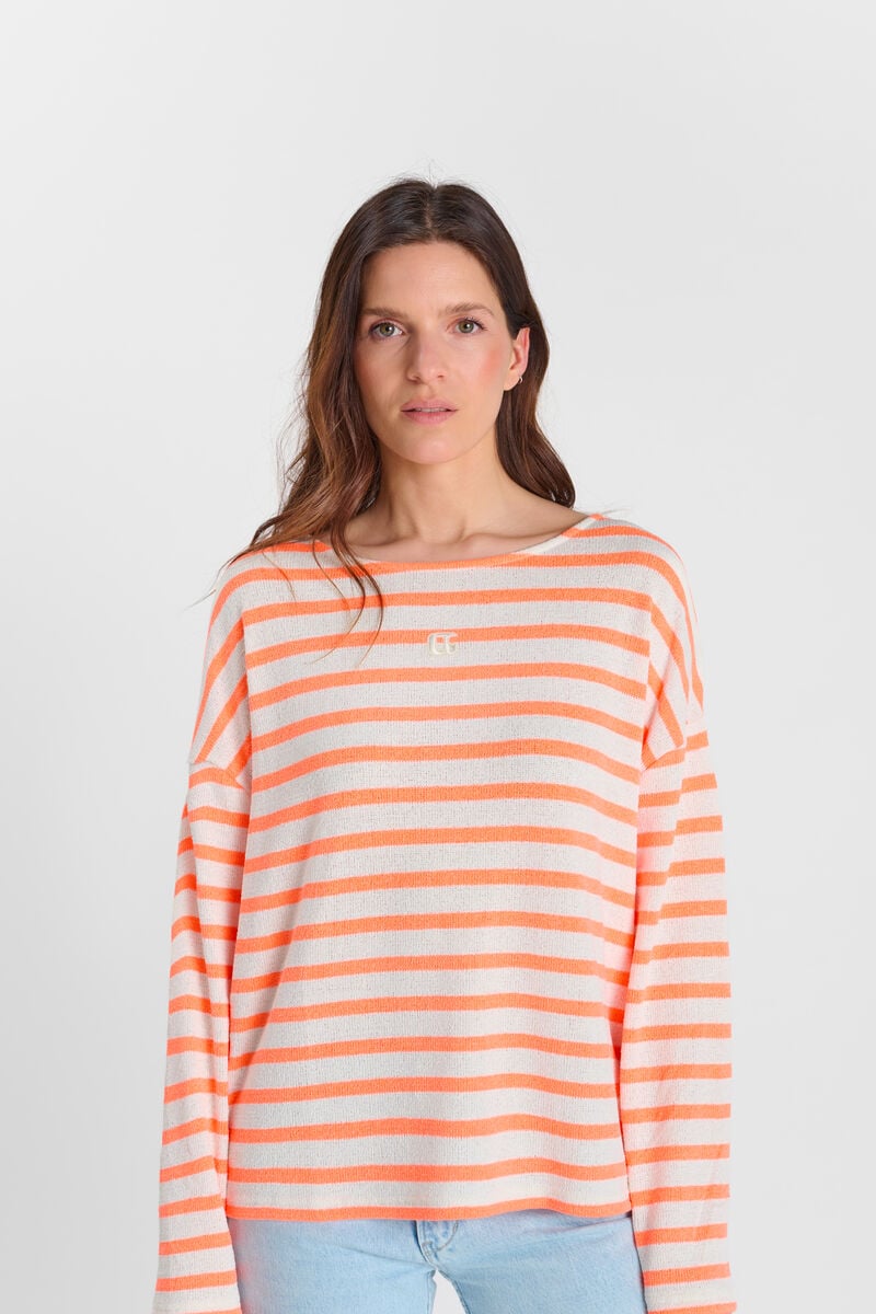 Pull col rond LE TEMPS DES CERISES Orange