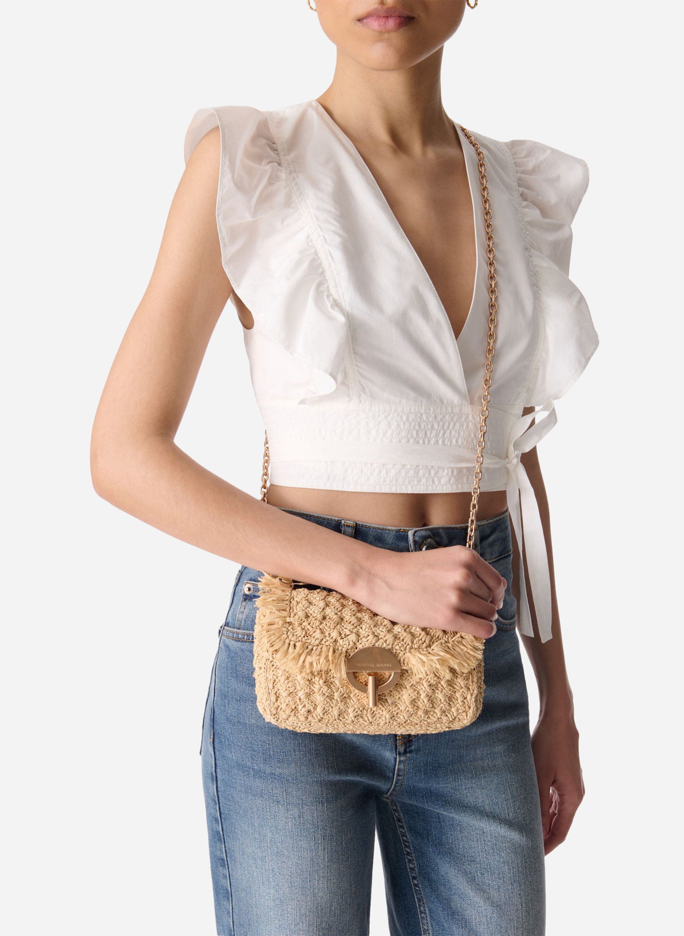 Raffia shoulder bag VANESSA BRUNO Beige