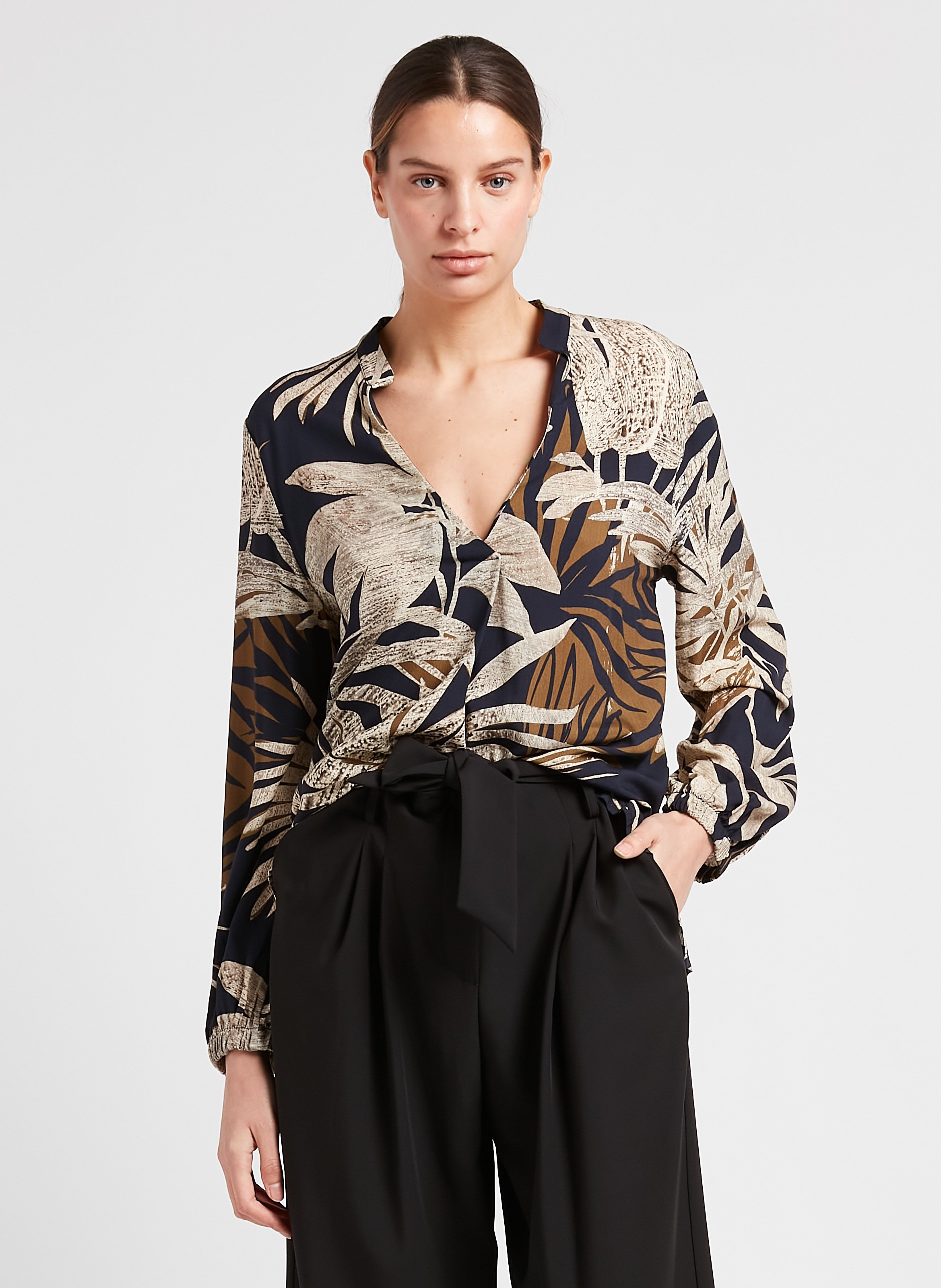 Beatrice | Women's Sleeveless Pleated V-Neck Blouse