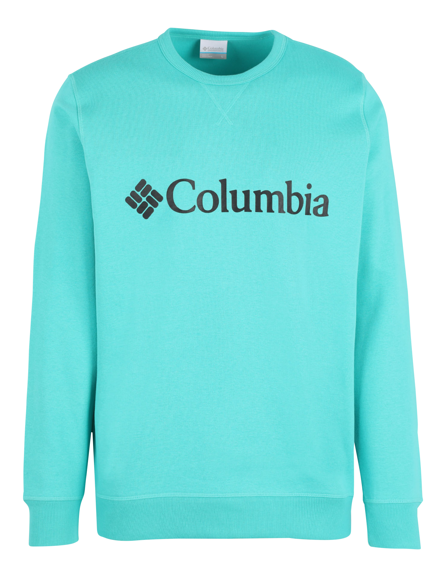 Regular-fit round-neck cotton-blend sweater with screen print COLUMBIA Blue