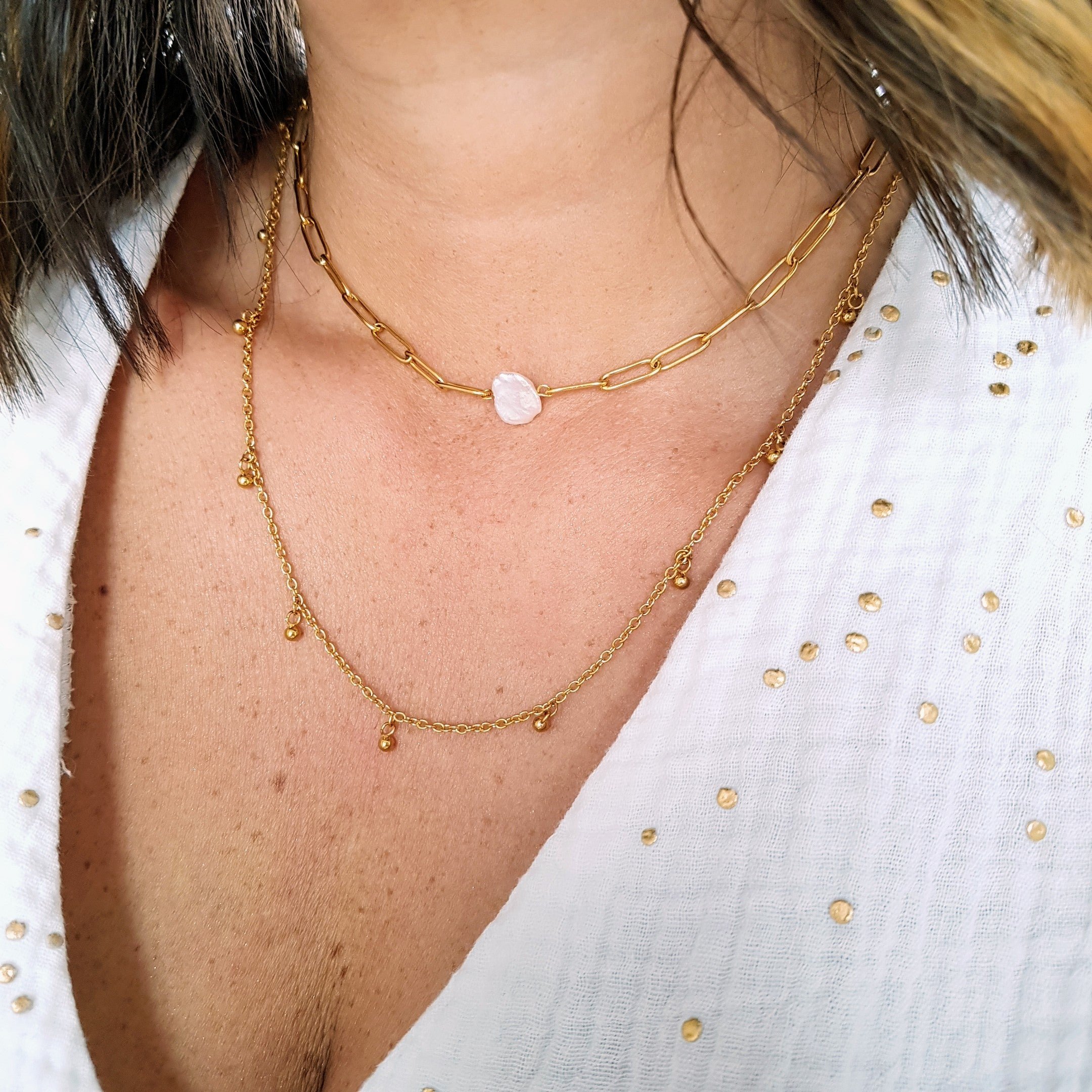 Mother-of-pearl necklace GINANDGER White