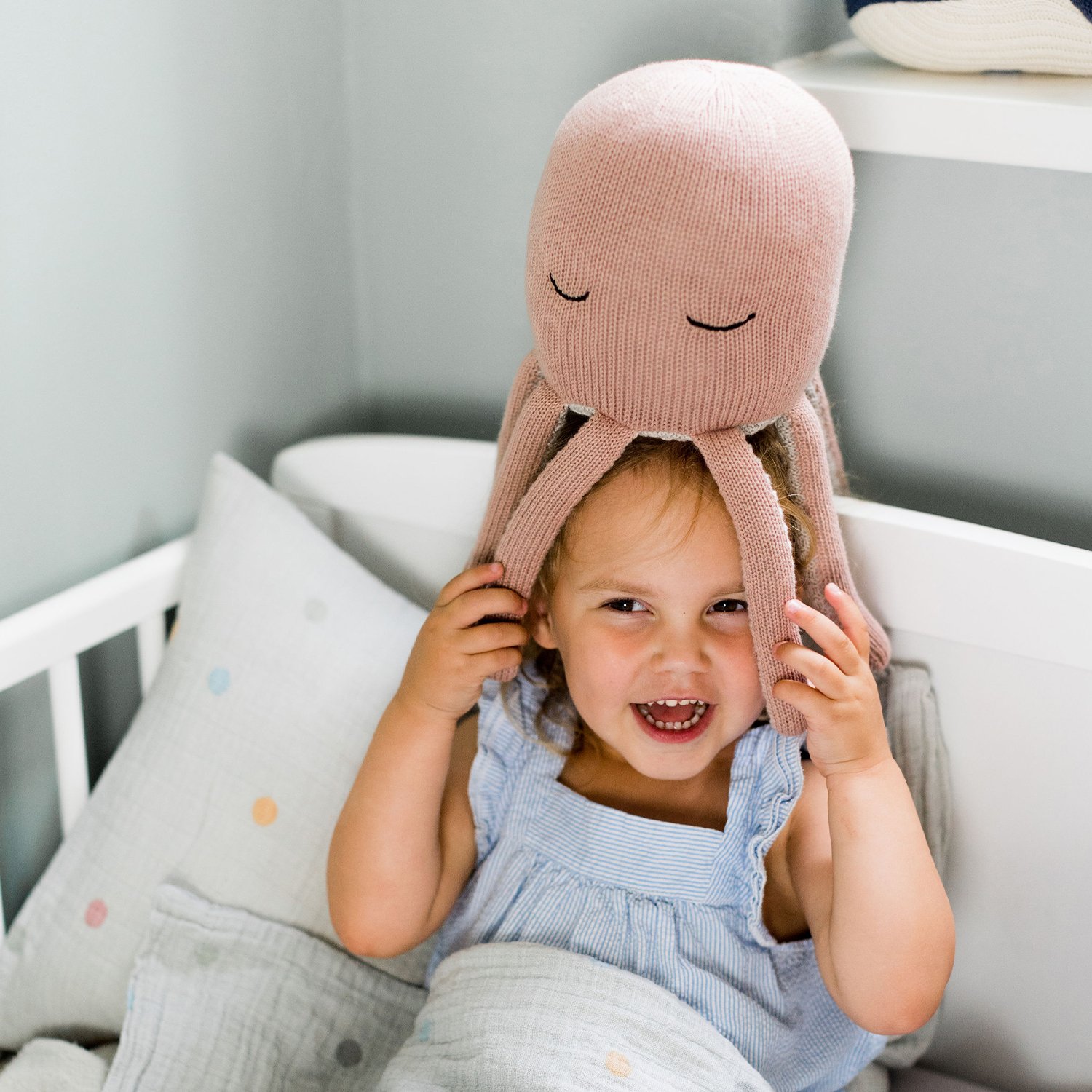 Cotton octopus soft toy KINDSGUT Pink
