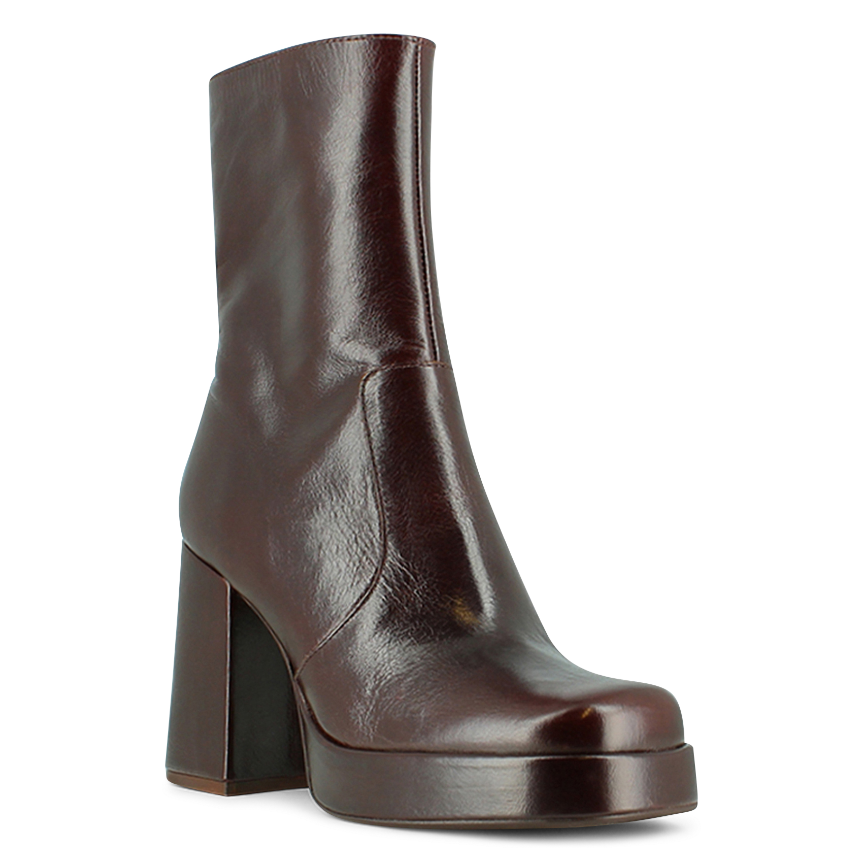 - 100% leather, - Round toes, - Inner zip fastening, - Heel height: 9 cm. JONAK Brown
