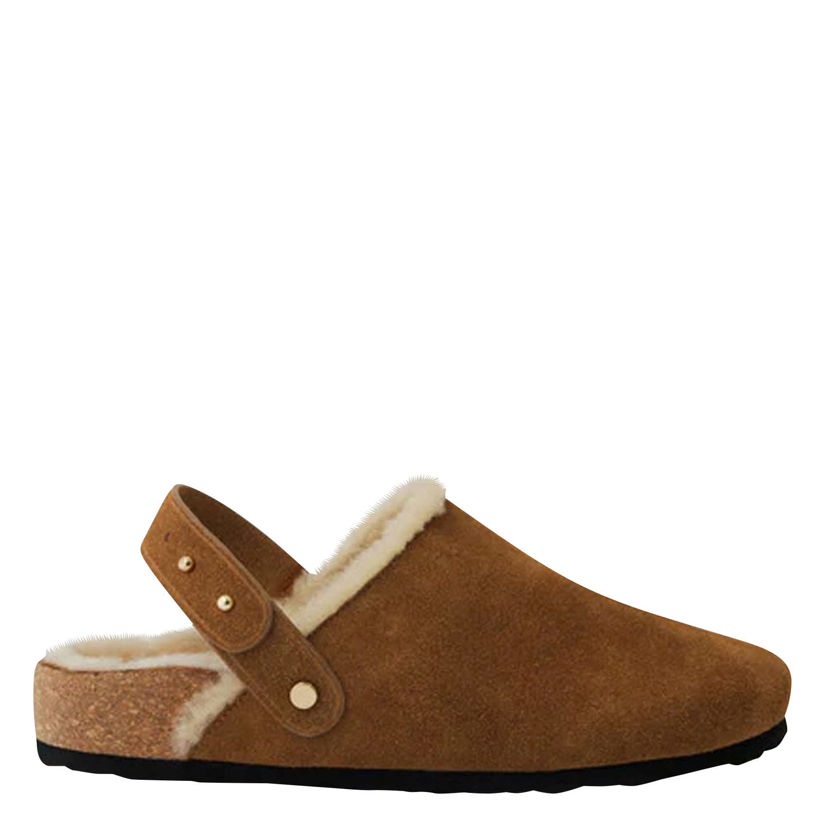 Gevoerde klompen van veloursleer SOEUR Beige