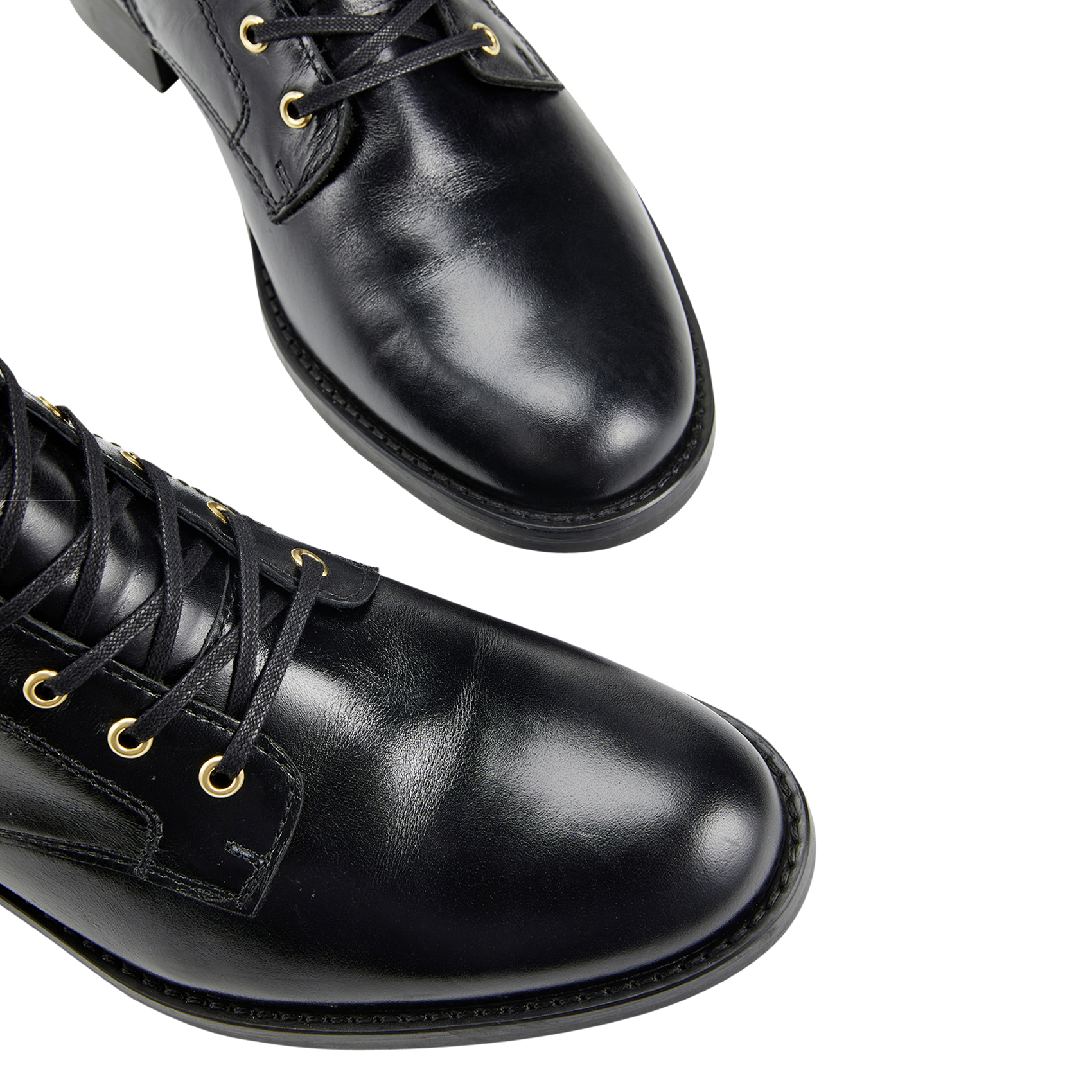 Flache Lackleder-Stiefeletten Schwarz