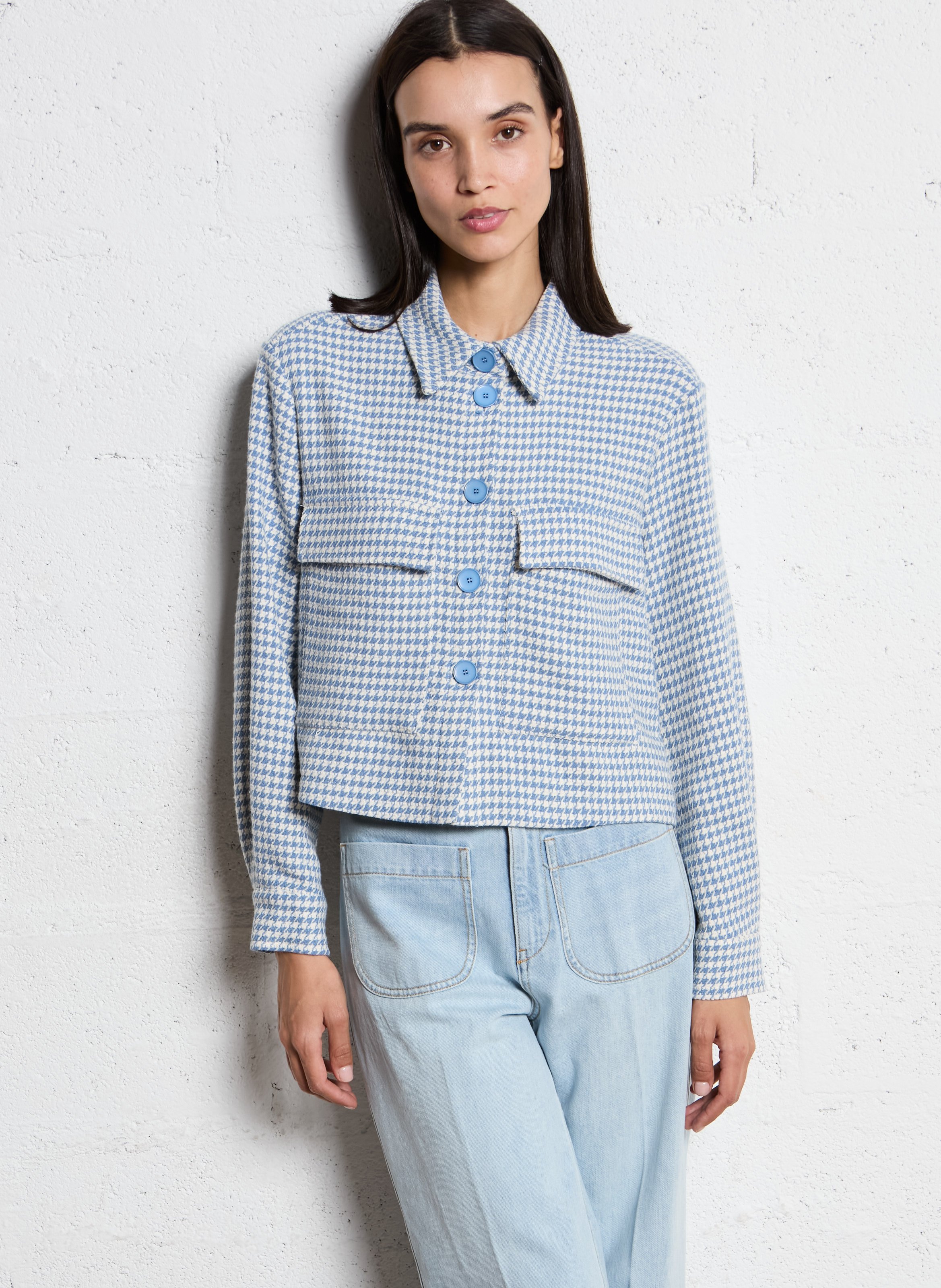 Veste col classique en coton mélangé PLEASE Beige