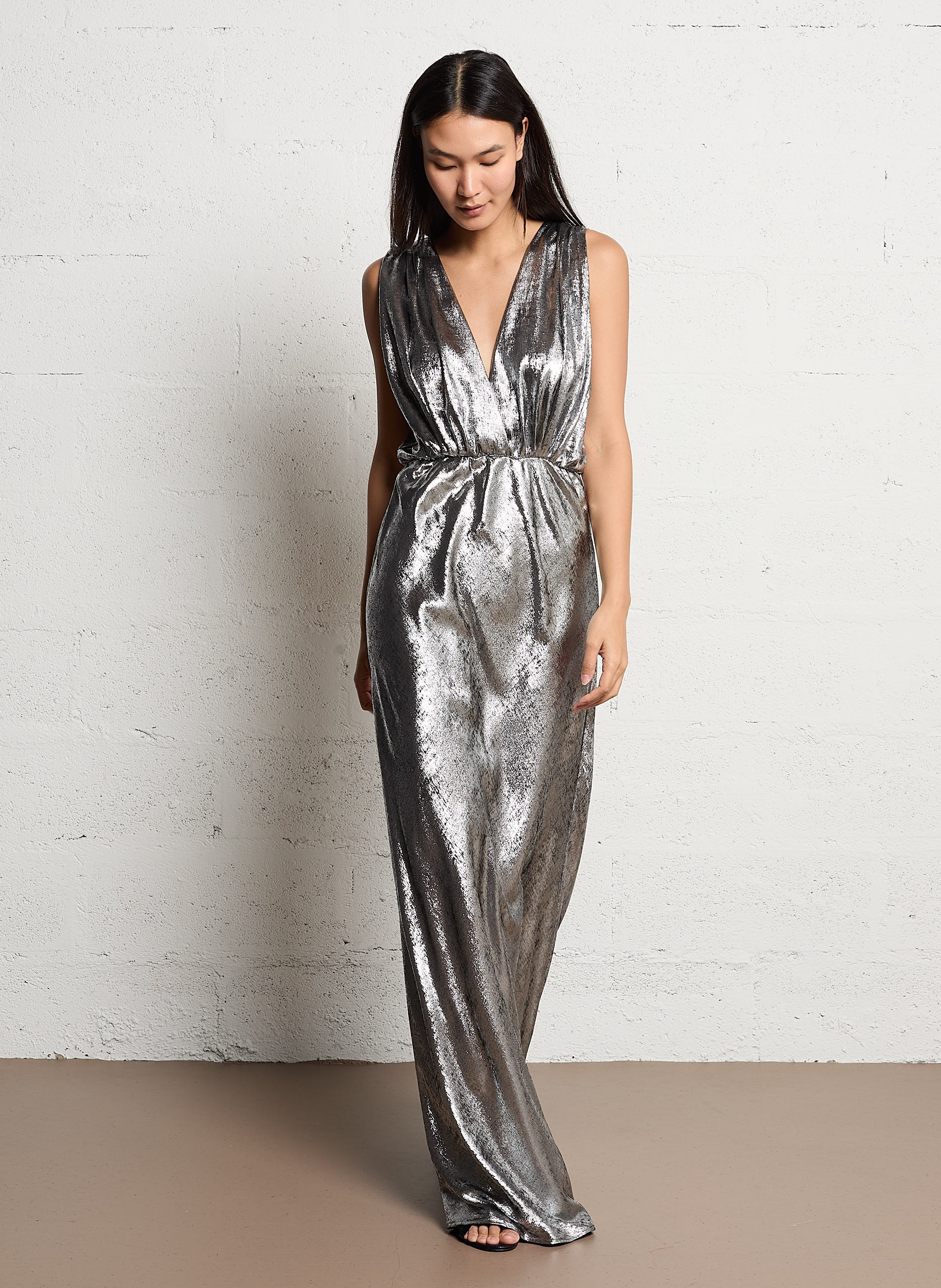 Long metallic dress MES DEMOISELLES Silver