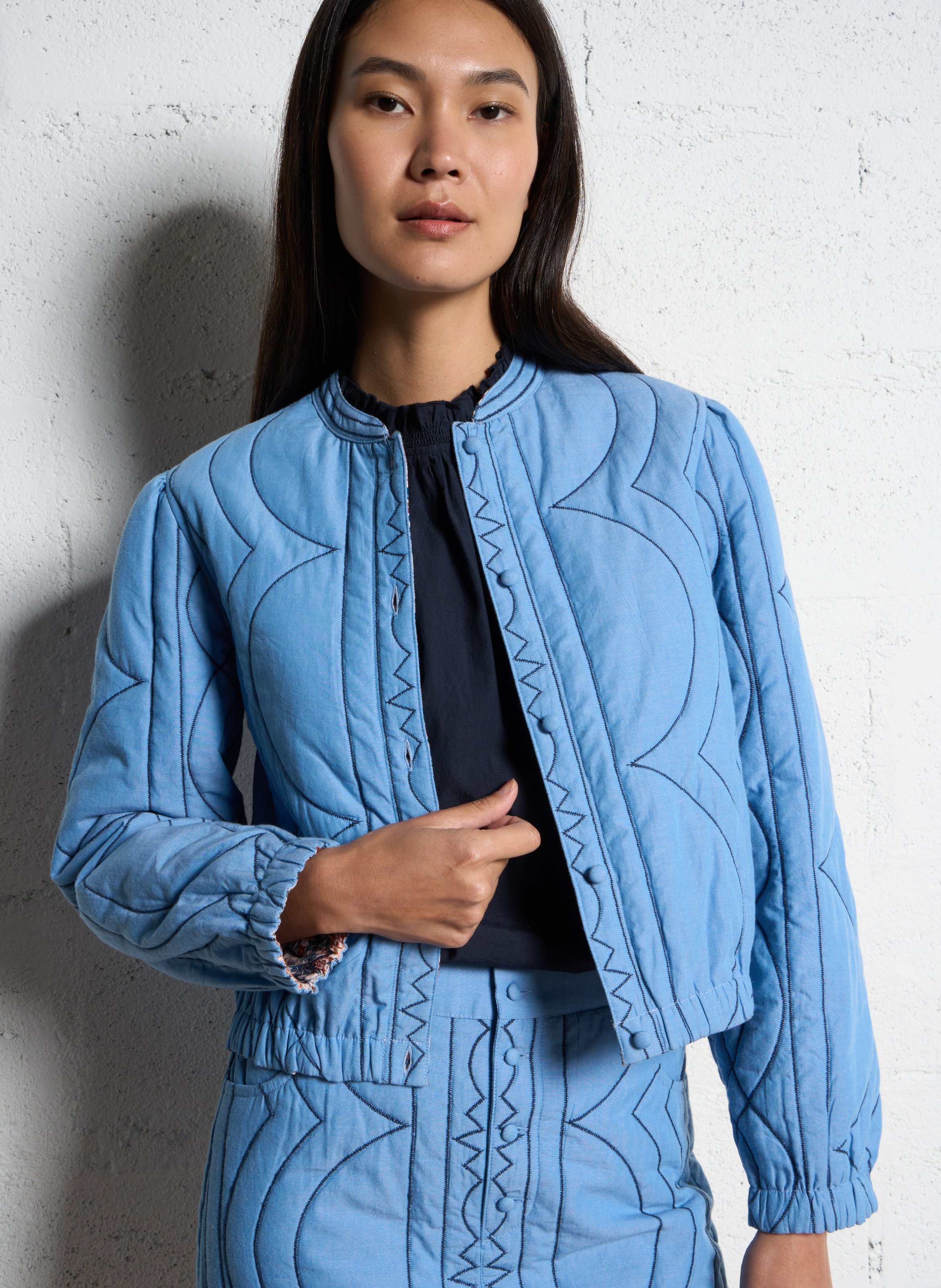 Veste réversible en coton I CODE Bleu