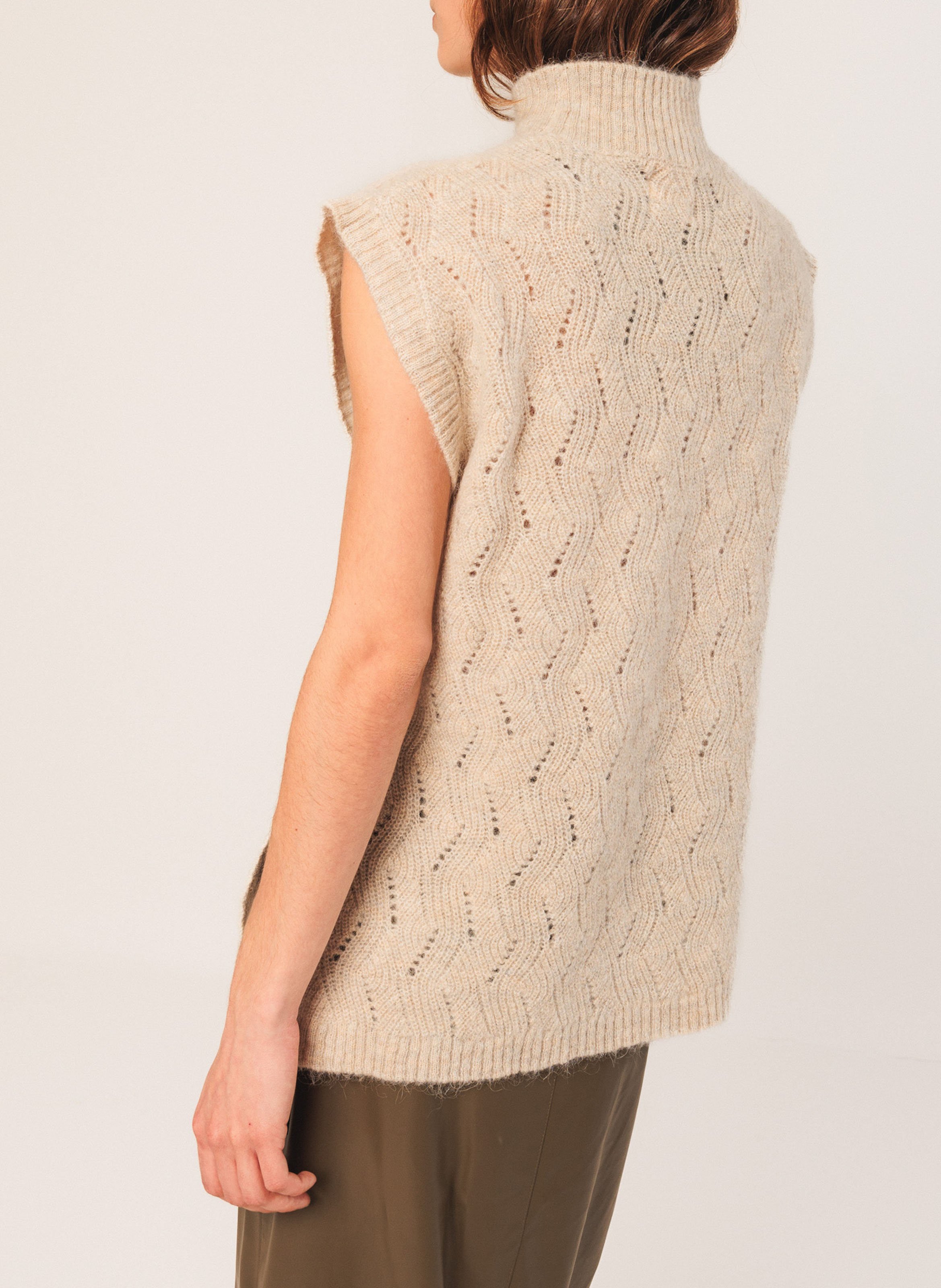 Pull col montant en laine mélangée INDI & COLD Beige