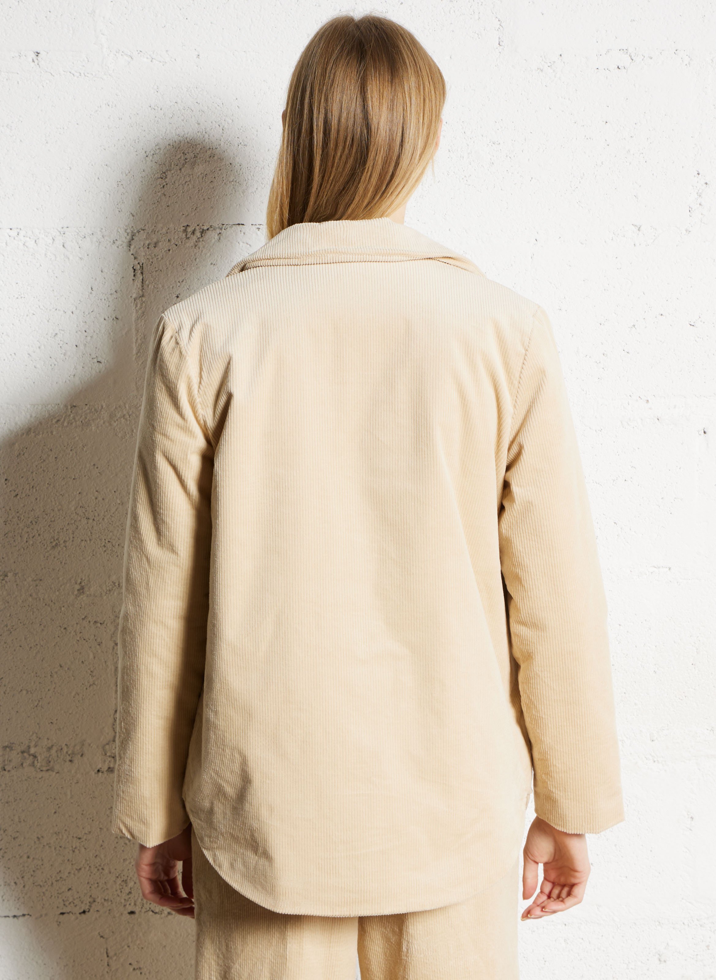 Veste rembourrée col classique en velours côtelé NICE THINGS Beige