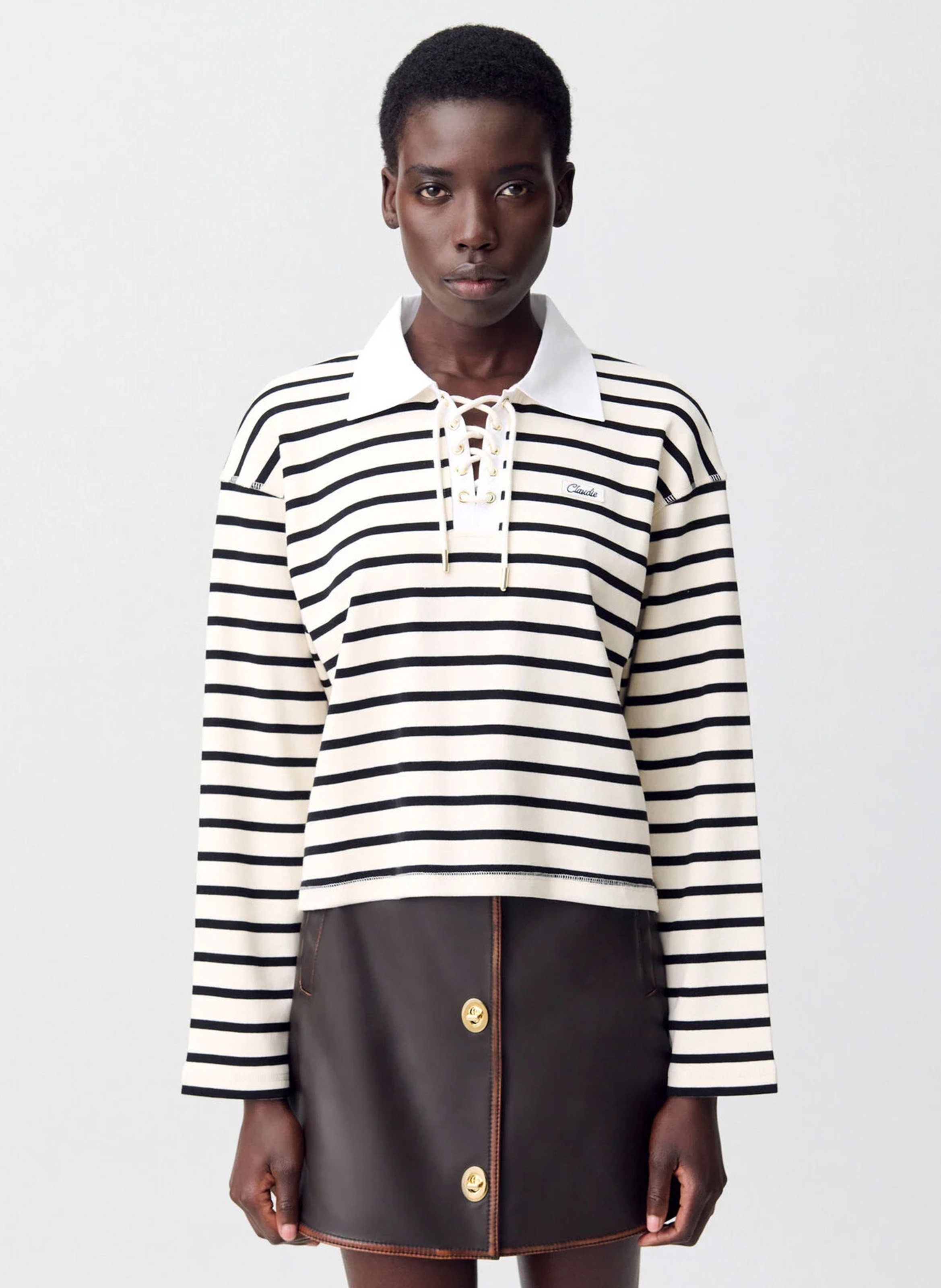 Gerade geschnittenes Baumwoll-T-Shirt mit Streifen CLAUDIE PIERLOT Mehrfarbig