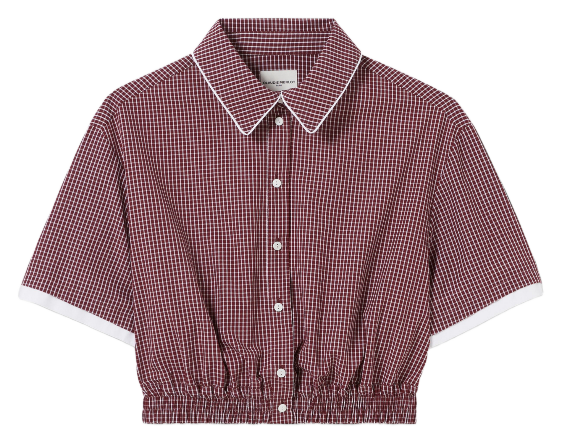 Chemise cintrée manches courtes à carreaux CLAUDIE PIERLOT Rouge