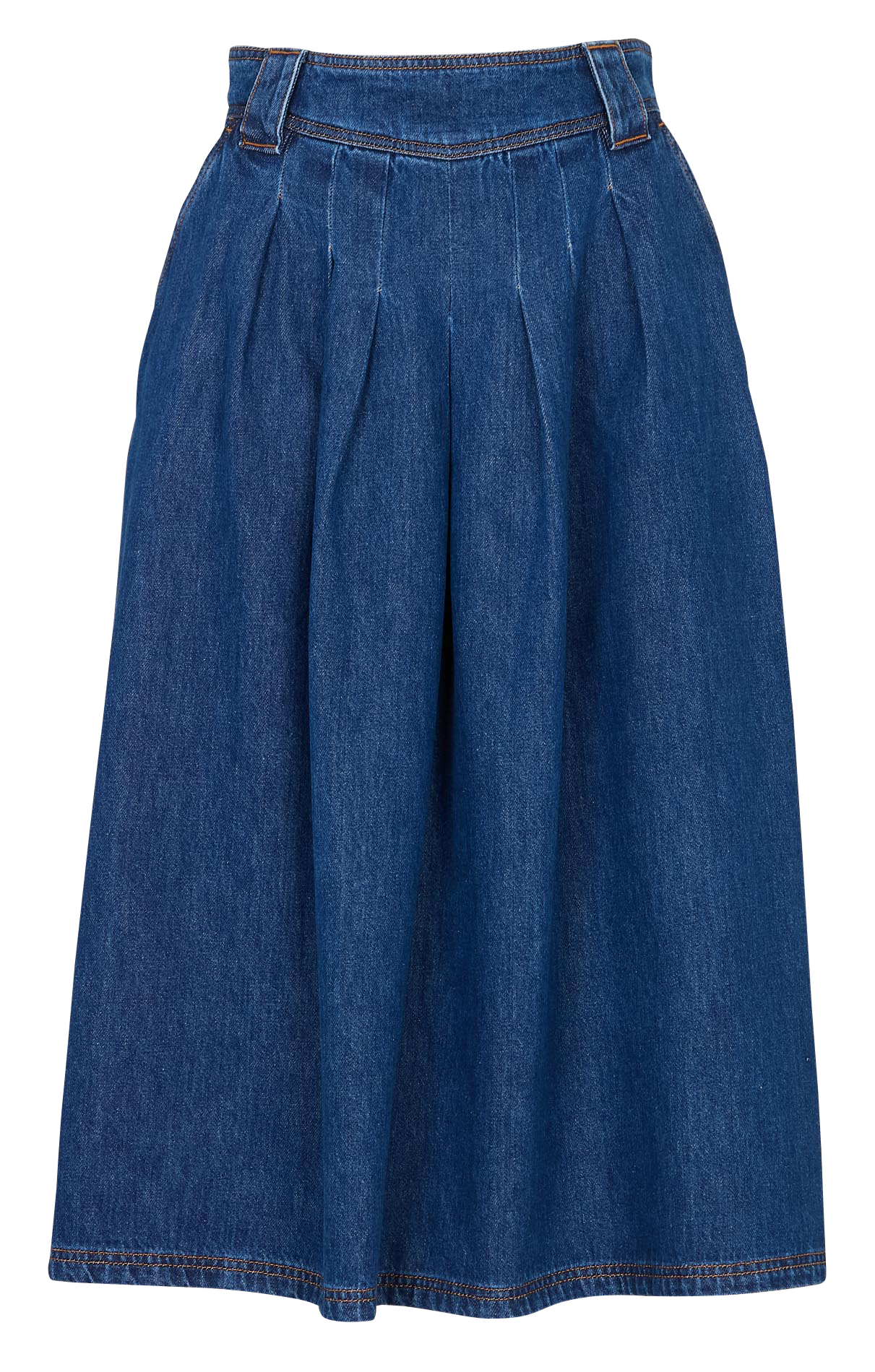 Jupe évasée taille haute en jean COTELAC Bleu
