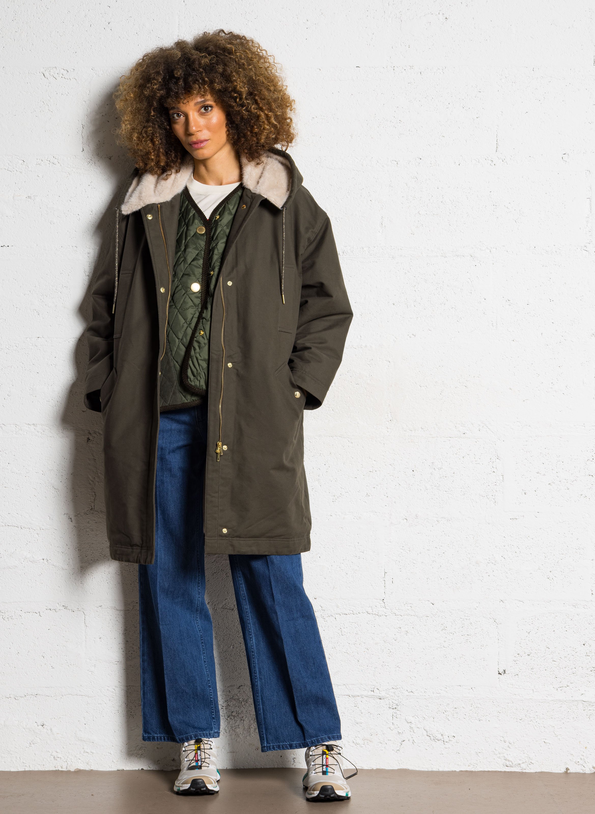 Jas met capuchon en katoen DES PETITS HAUTS Groen