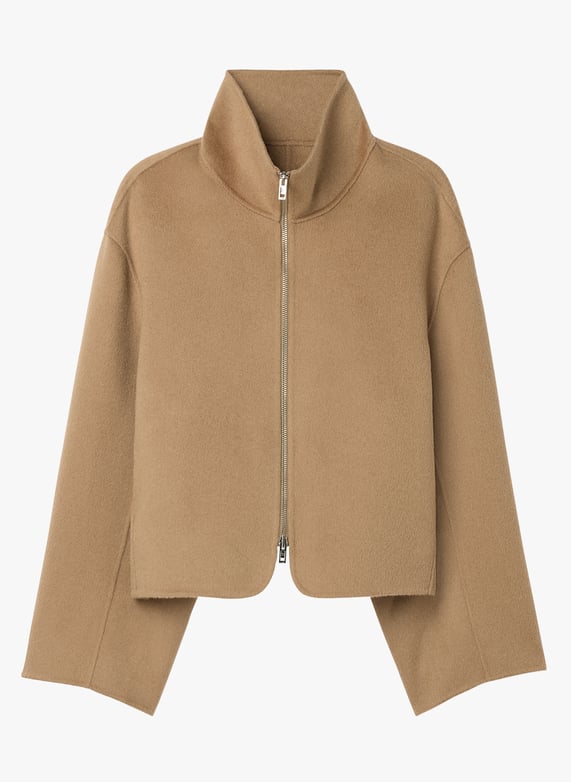 Zip-up wool vest with high collar 341