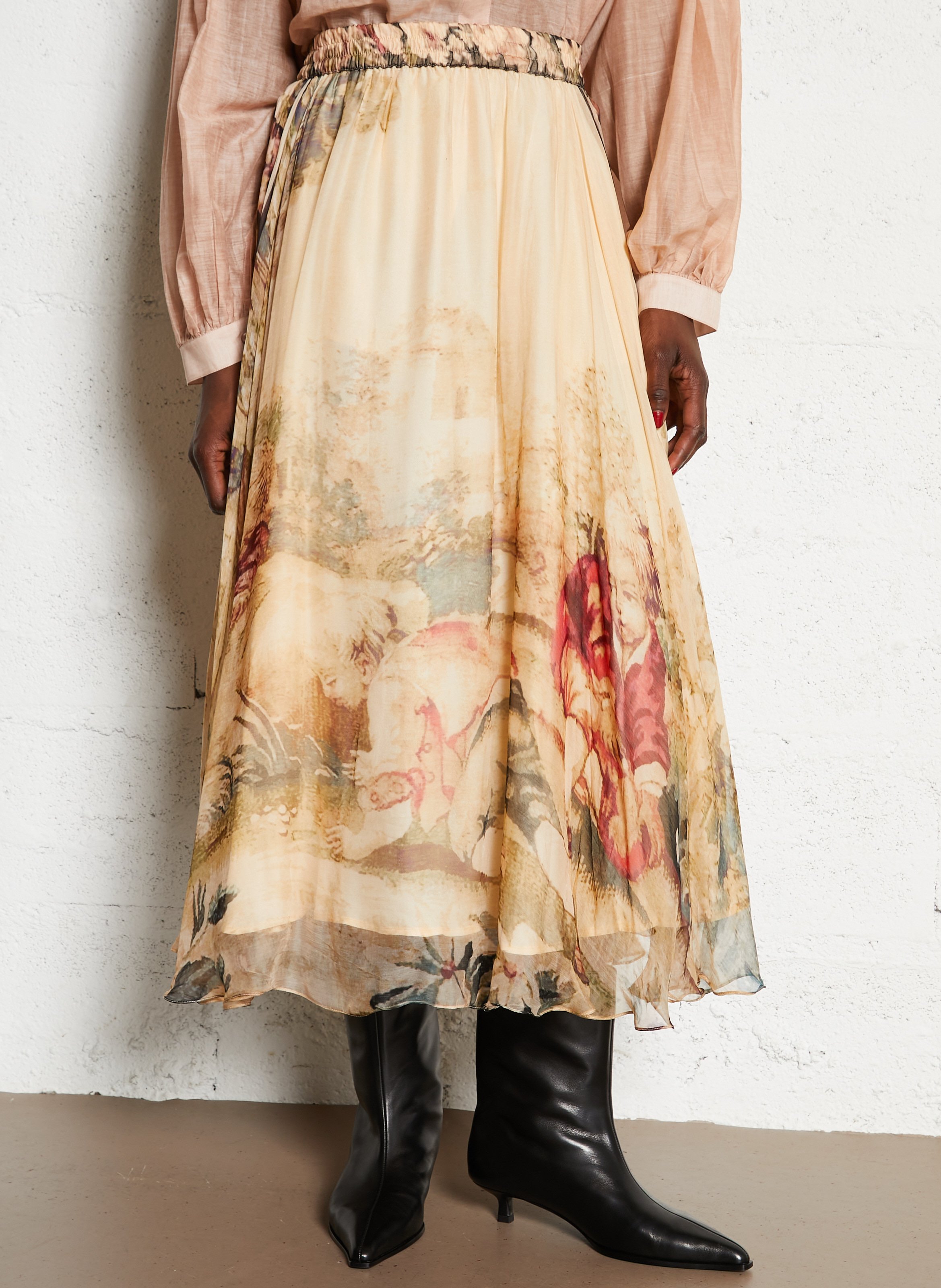 Jupe midi évasée imprimée MES DEMOISELLES Multicolore