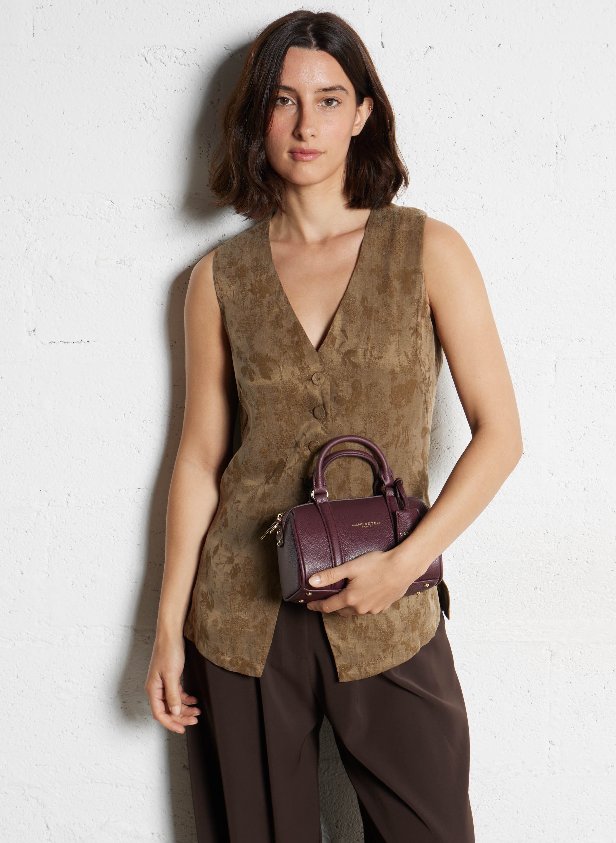 Kleine barreltas van korrelig leer LANCASTER PARIS Rood