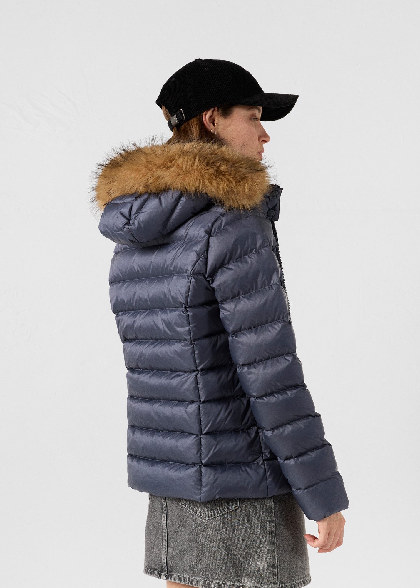 Luxury cold weather hooded puffer coat JOTT Blue
