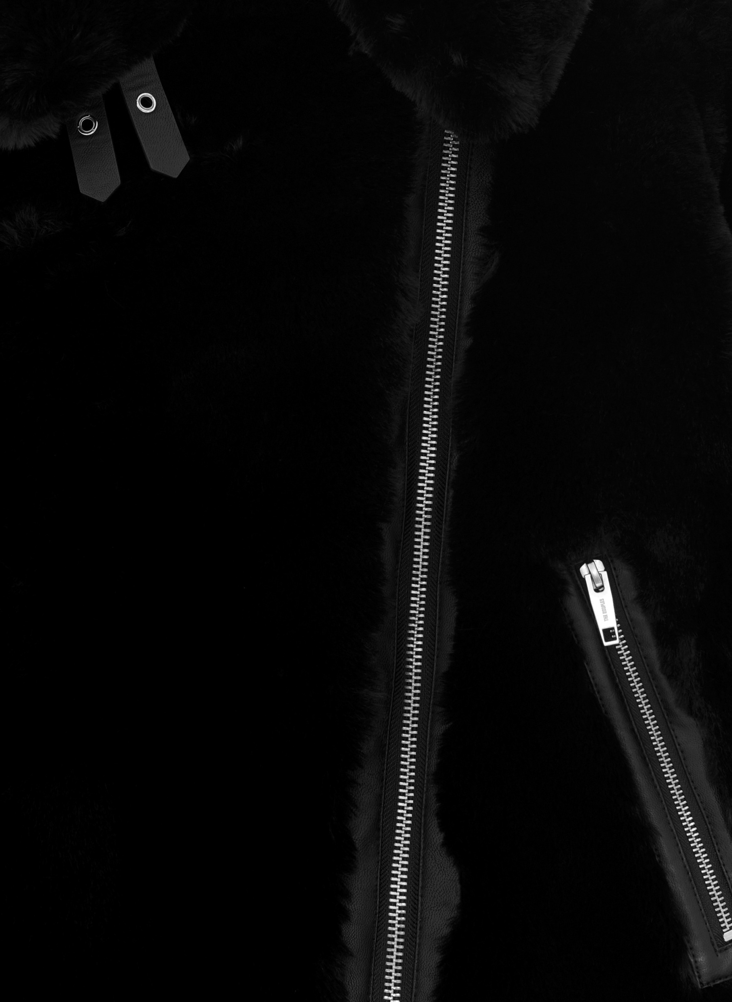 Faux fur aviator jacket Black