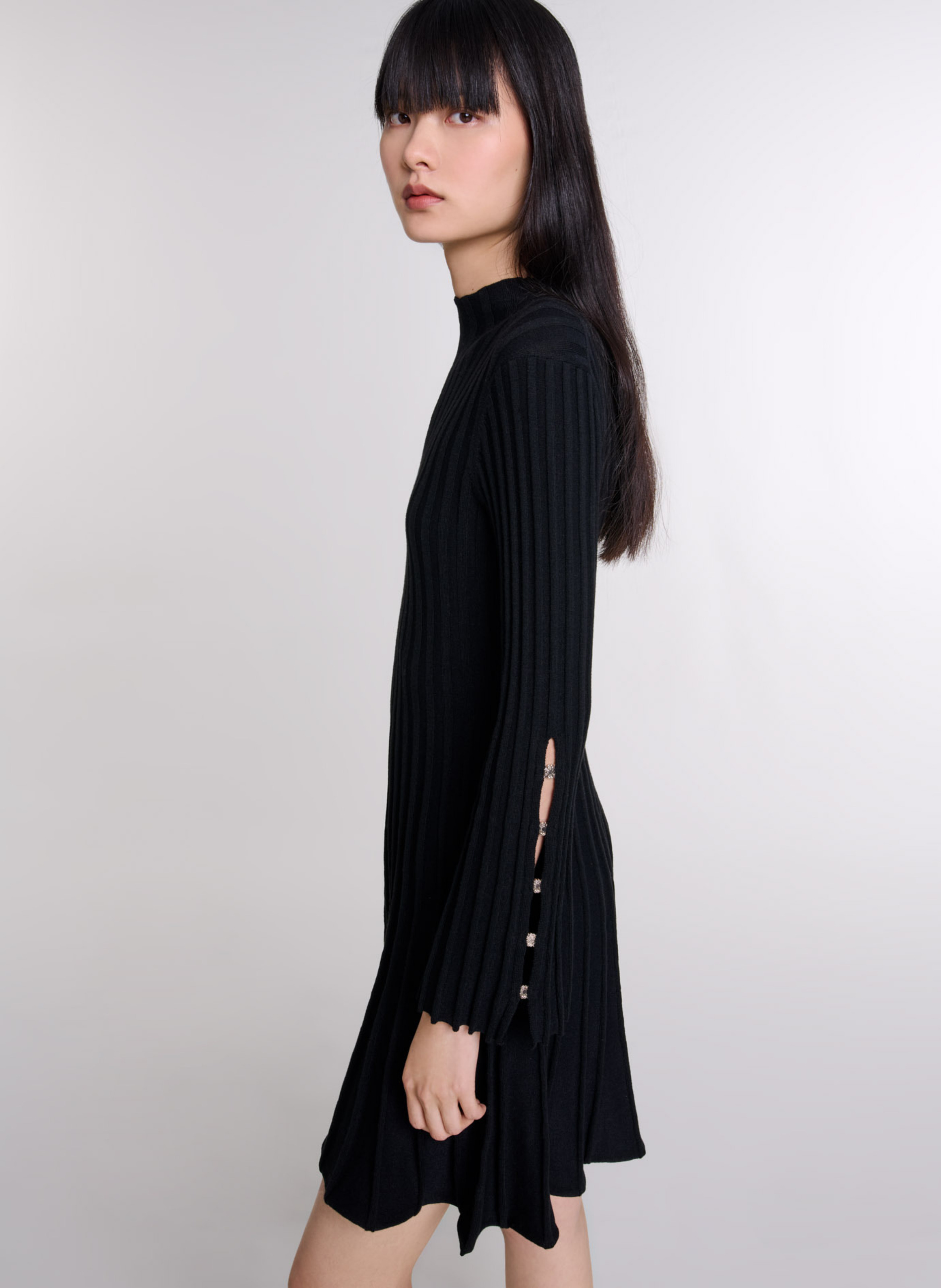 Robe courte col rond  MAJE Noir