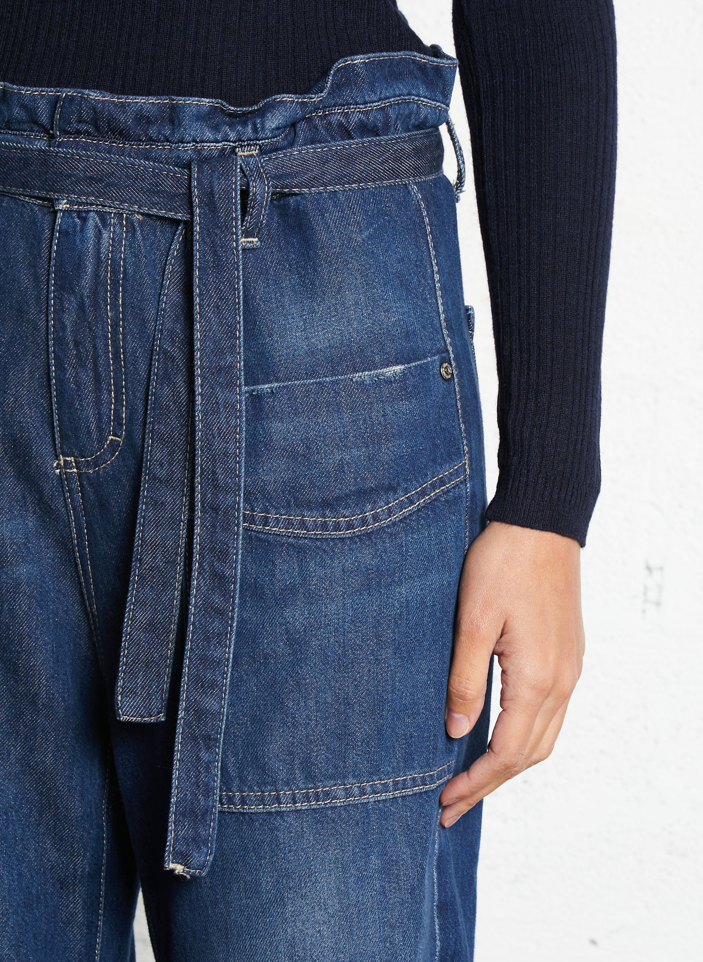 Jean droit délavé PLEASE Bleu