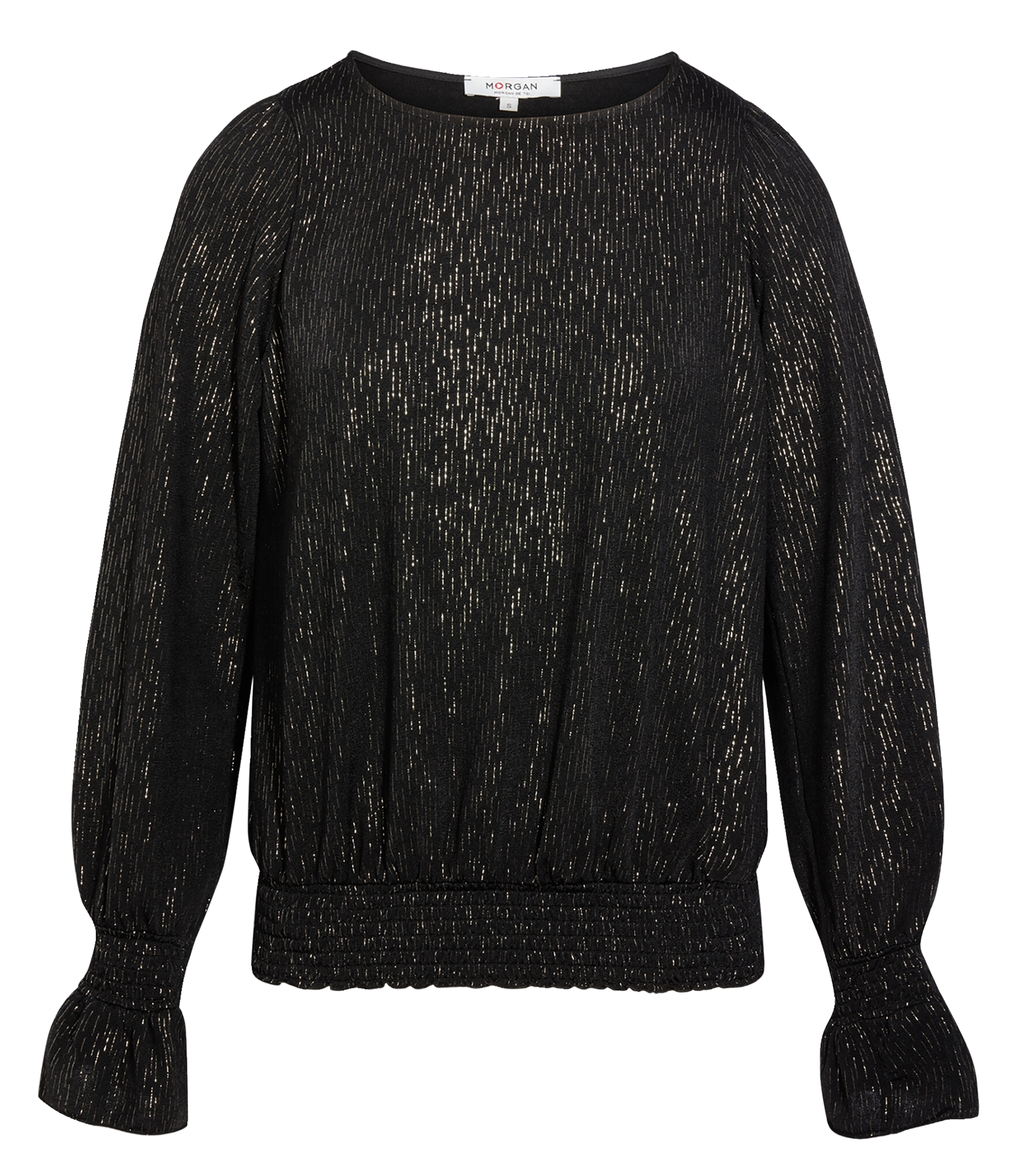 Top droit col bateau brillant MORGAN Noir