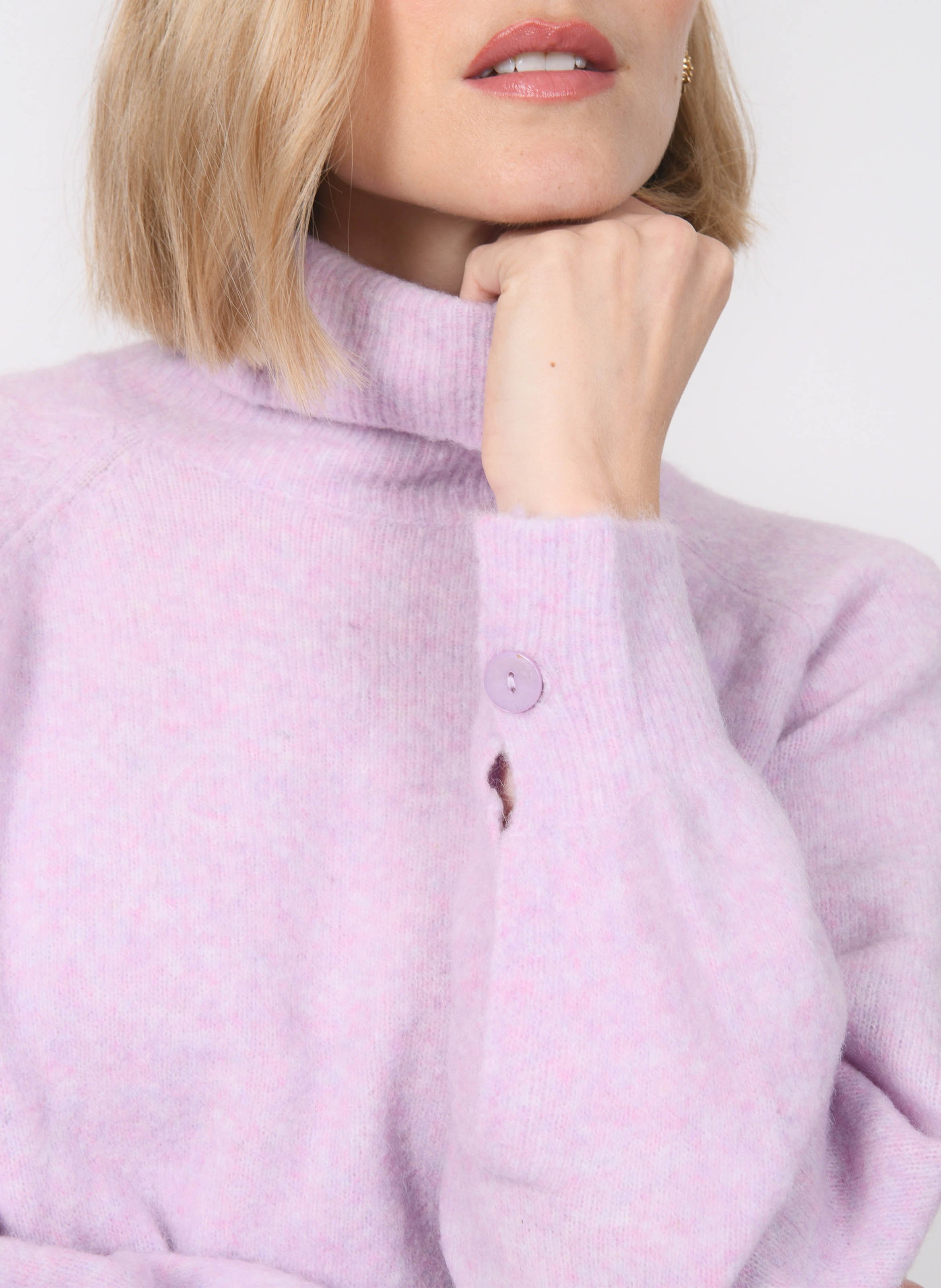 Gerade geschnittener Rollkragenpullover aus Wollmix KOOKAI Violett