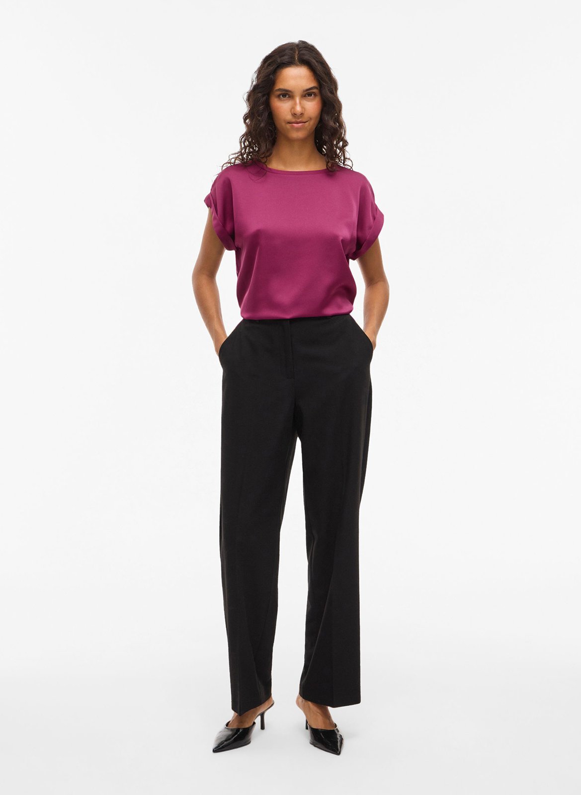 Fluid round-neck recycled polyester top VILA Purple