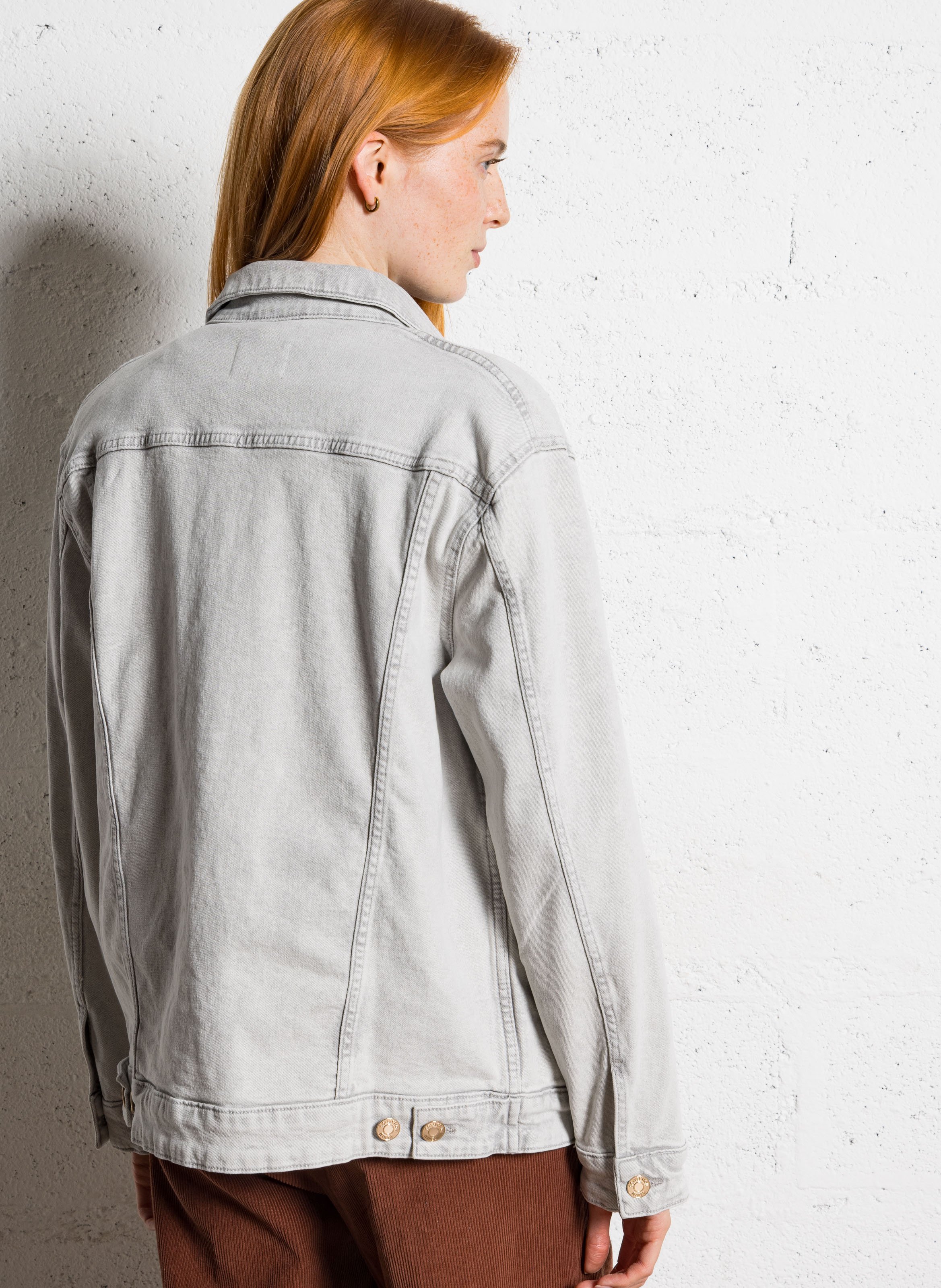 Straight-cut cotton denim jacket MAISON 123 Grey