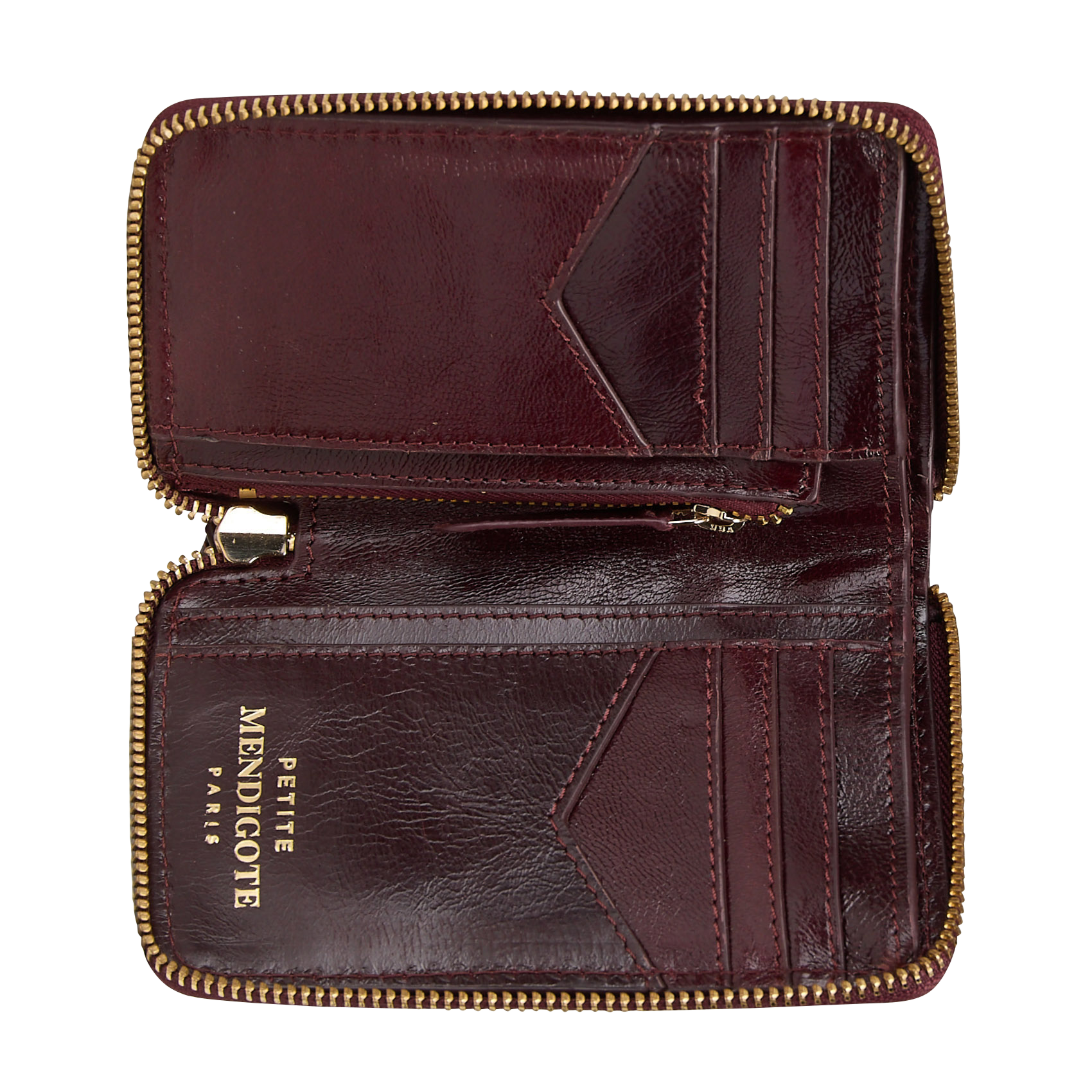 Solid leather zip-around wallet PETITE MENDIGOTE Purple