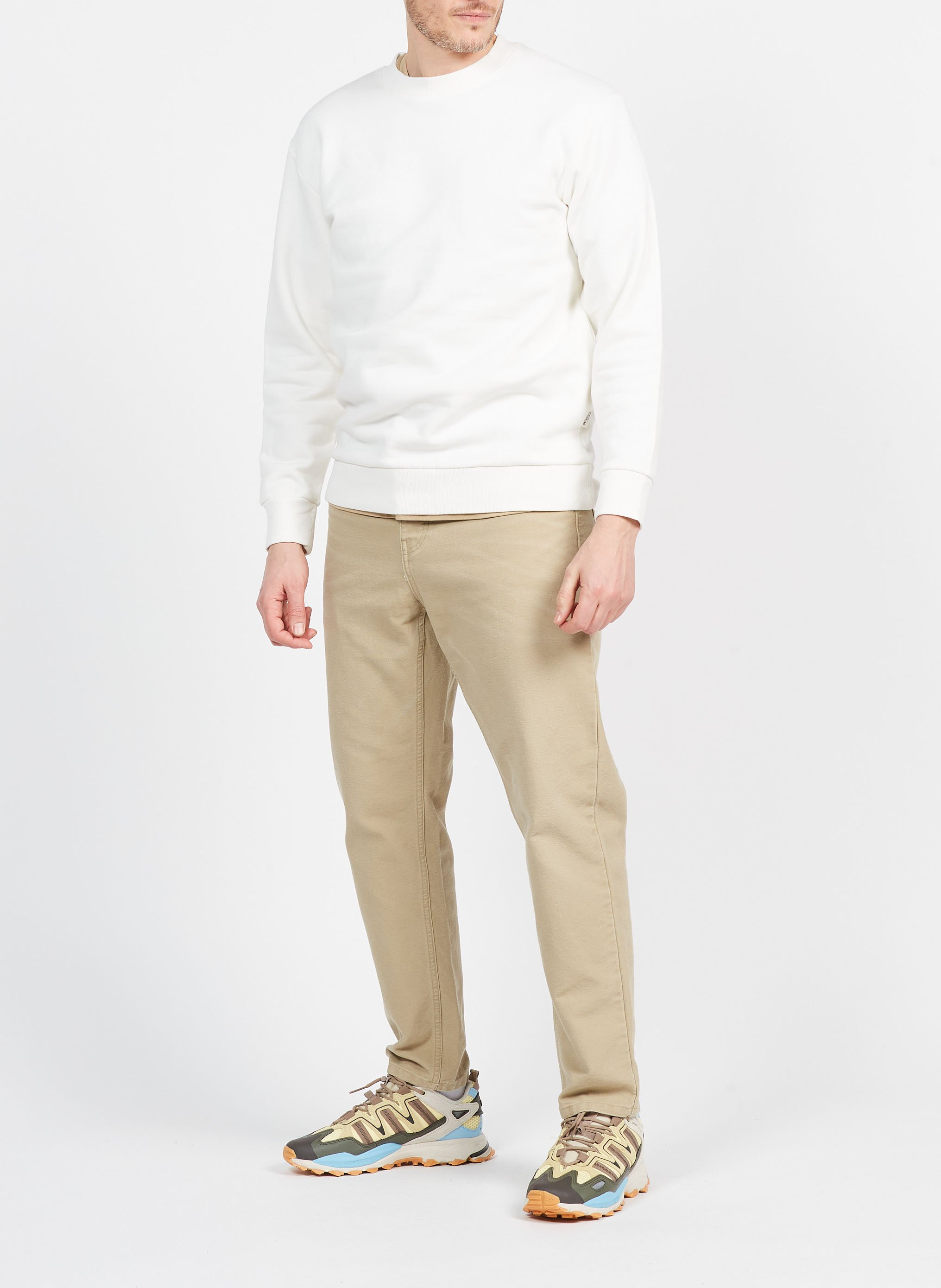 Round-neck cotton sweatshirt SELECTED Beige