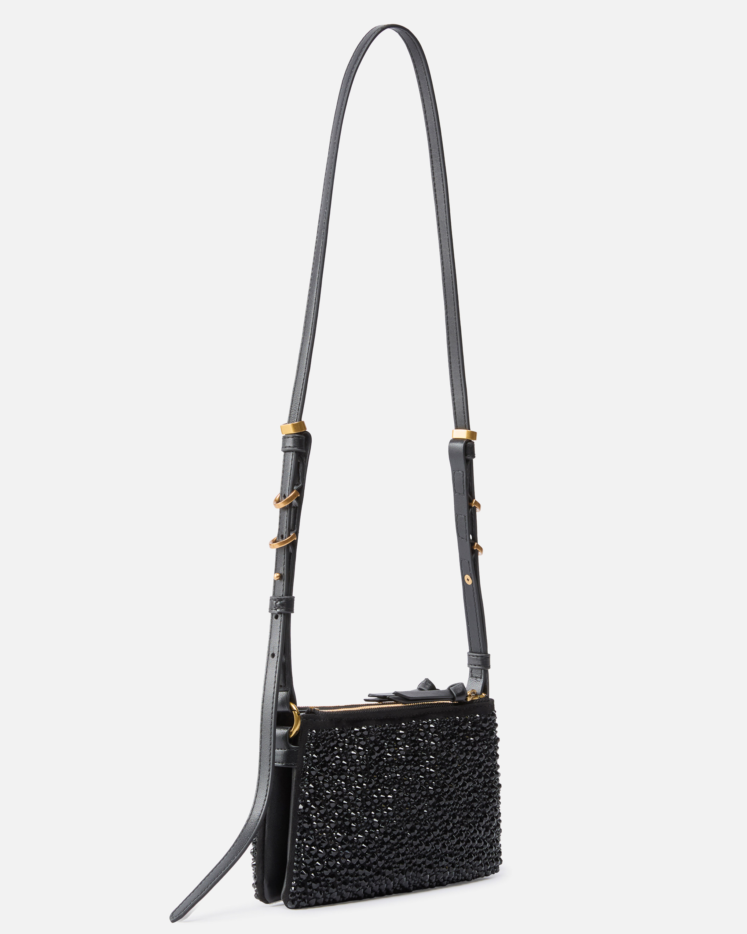 Small shoulder bag mini double bag with rhinestones PINKO Black