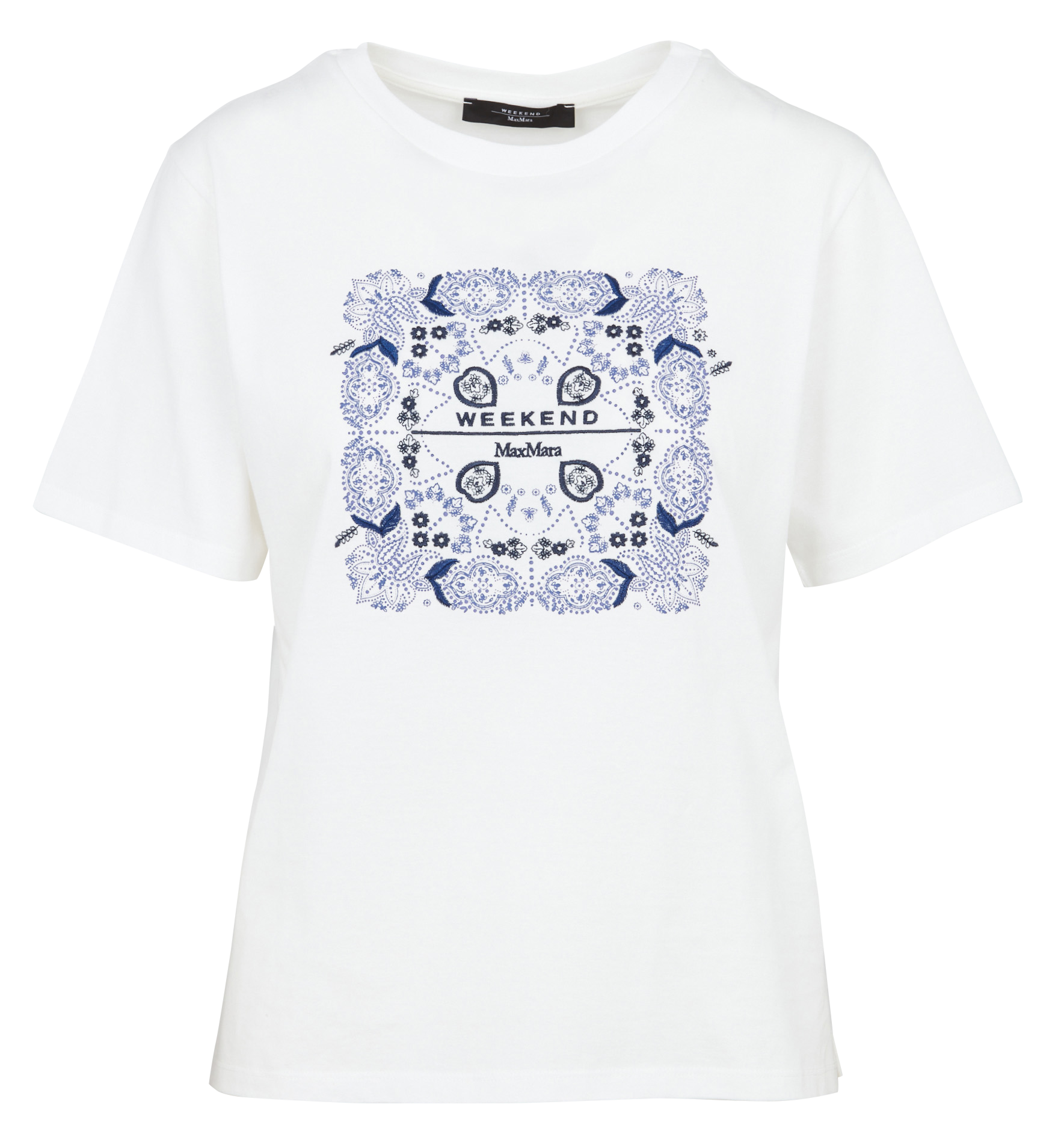 Tee-shirt col rond droit en coton sérigraphié MAX MARA WEEK END Blanc