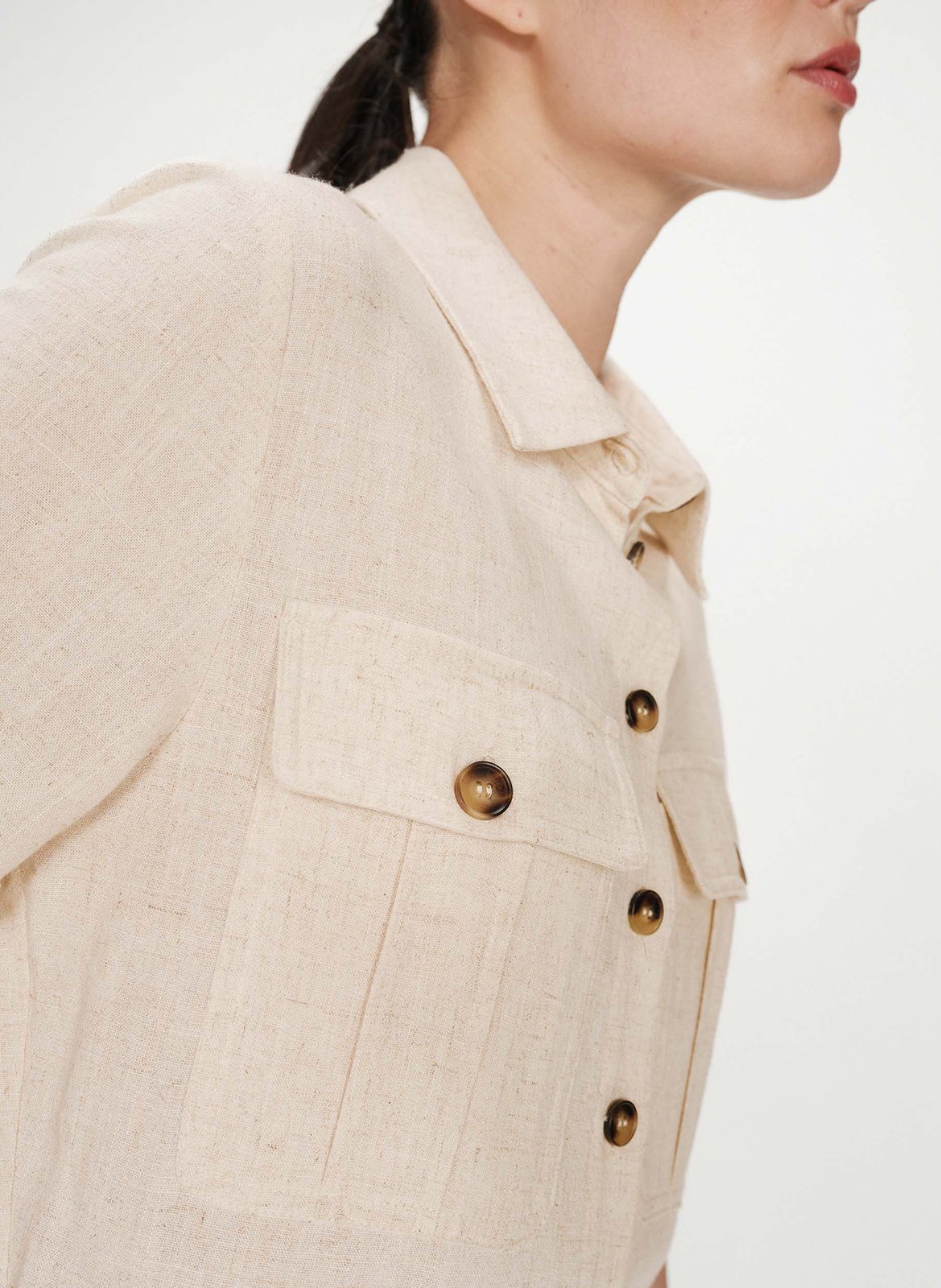 Short-sleeved plain jumpsuit GRACE ET MILA Beige