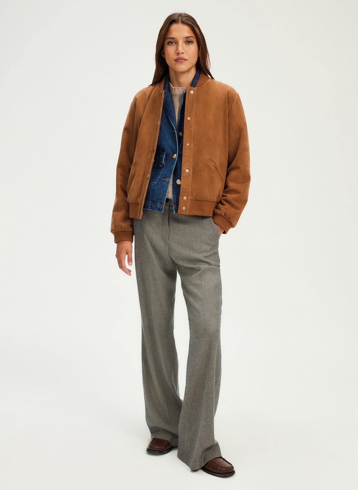 Houndstooth print straight pants PABLO Beige