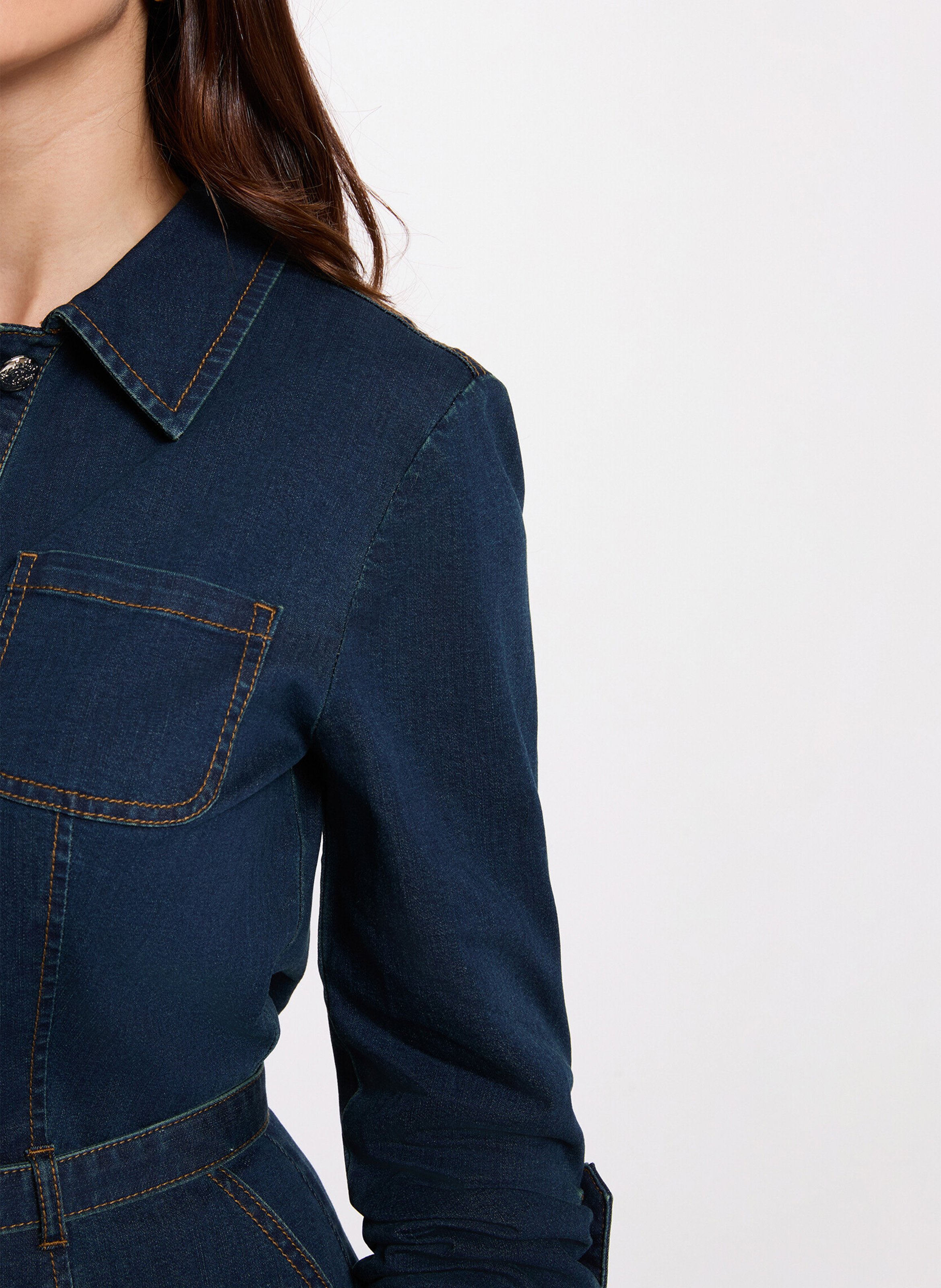 Short trapeze denim dress MORGAN Blue