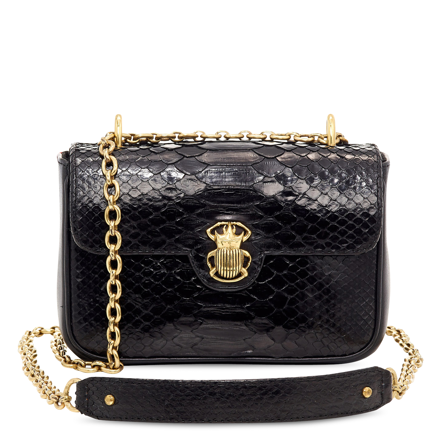 Umhängetasche aus Pythonleder CLARIS VIROT Schwarz