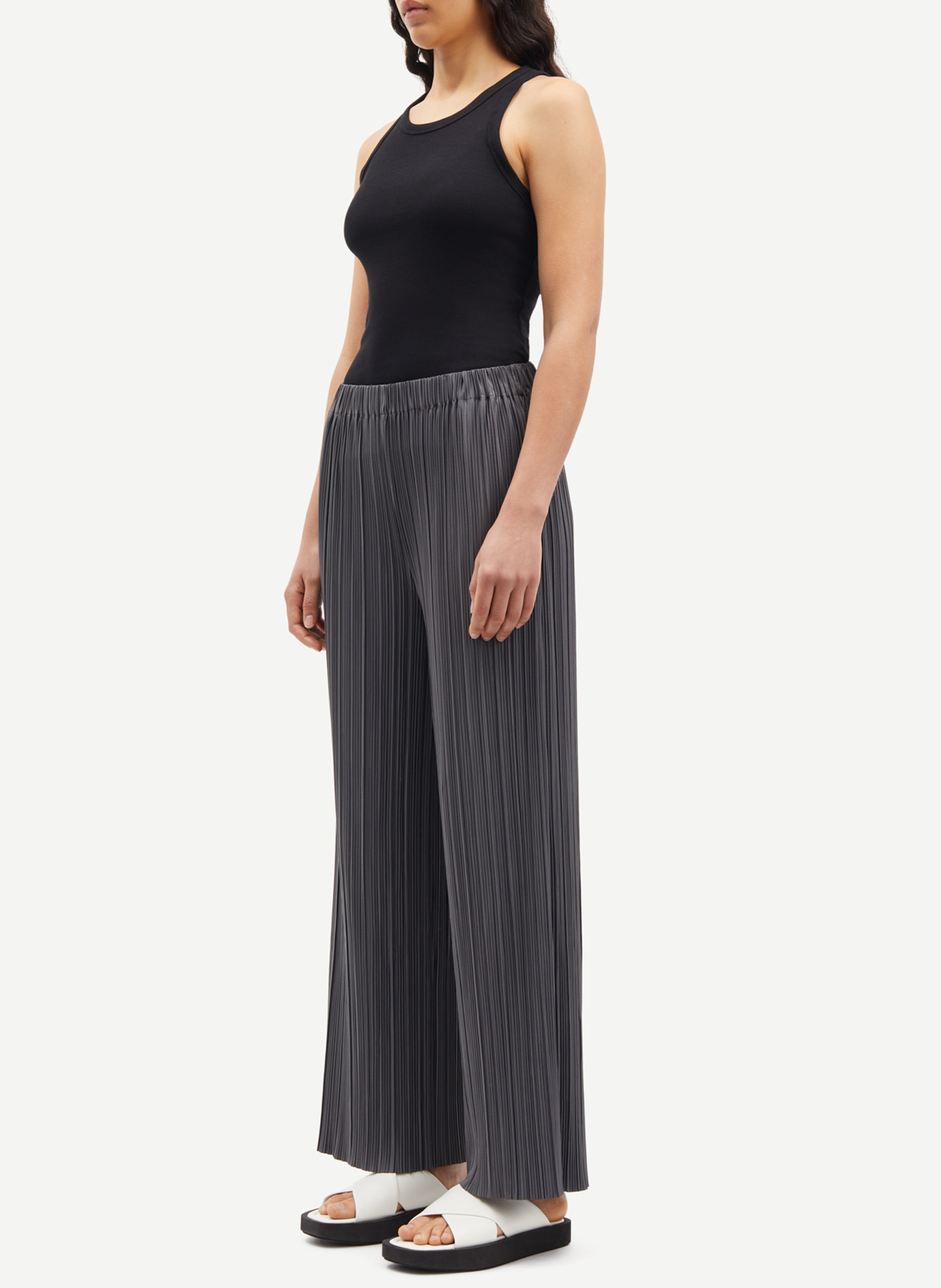 Geripptes Rundhals-Tanktop aus Bio-Baumwolle SAMSOE SAMSOE Schwarz