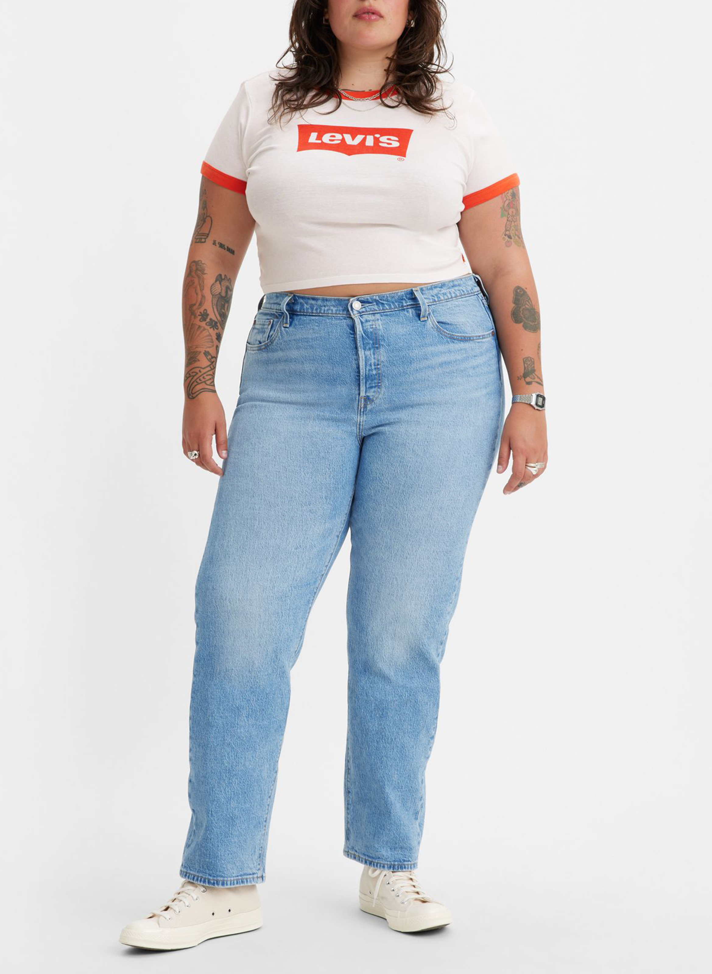 Jean droit délavé en coton mélangé LEVI'S Jean Délavé