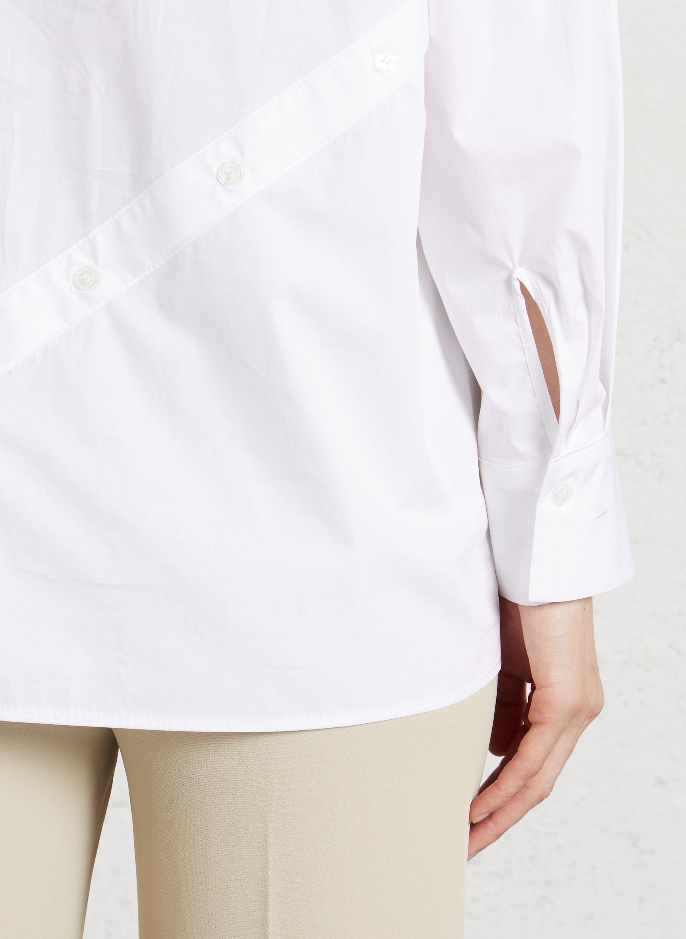 Oversized cotton shirt with classic collar IMPERIAL White