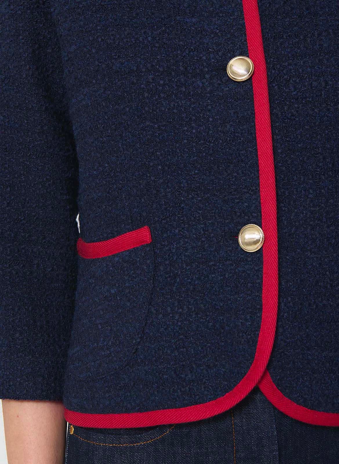 Round-neck straight jacket in tweed TARA JARMON Blue