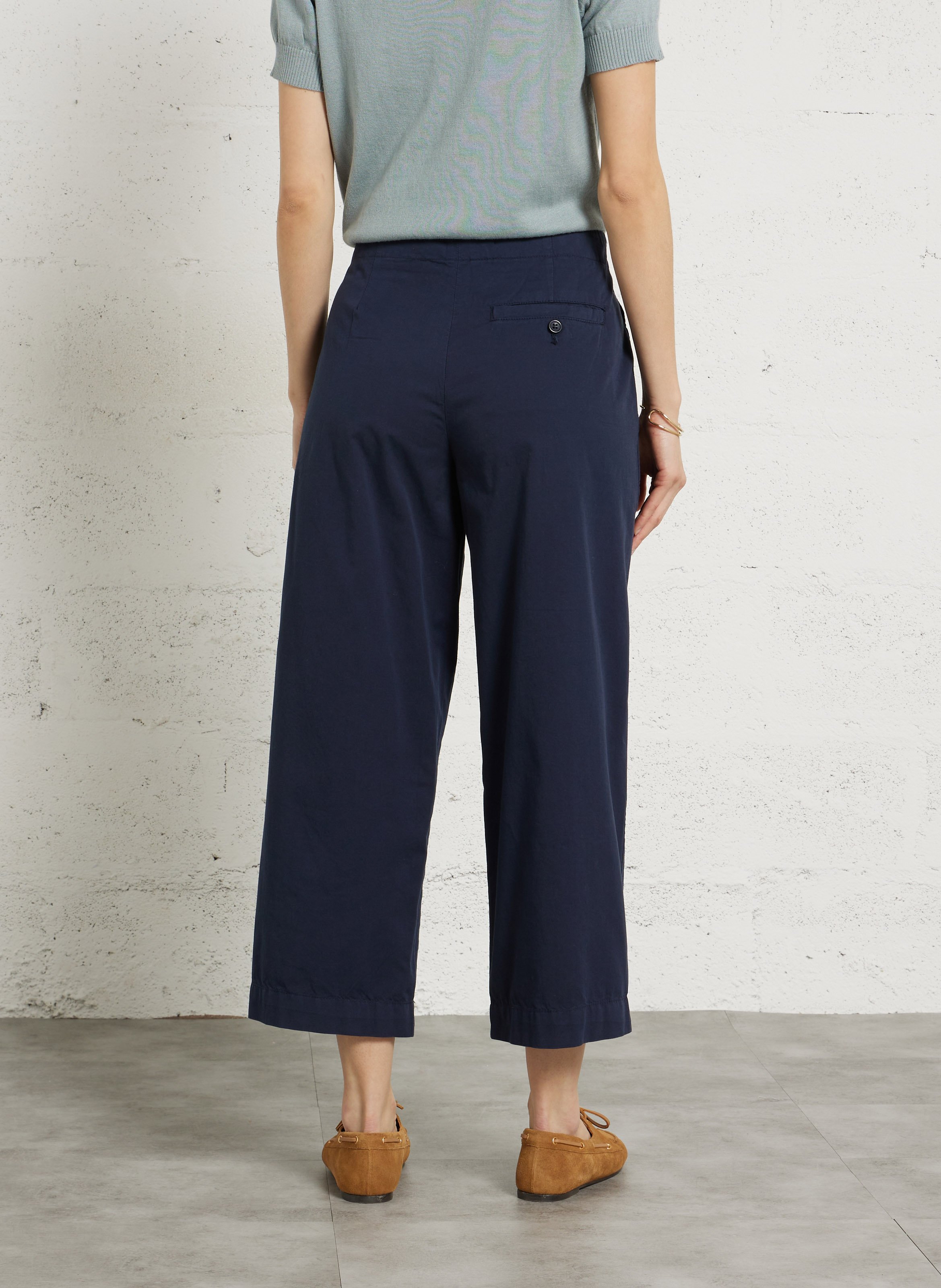 Pantalon barrel taille haute en coton SUD EXPRESS Bleu